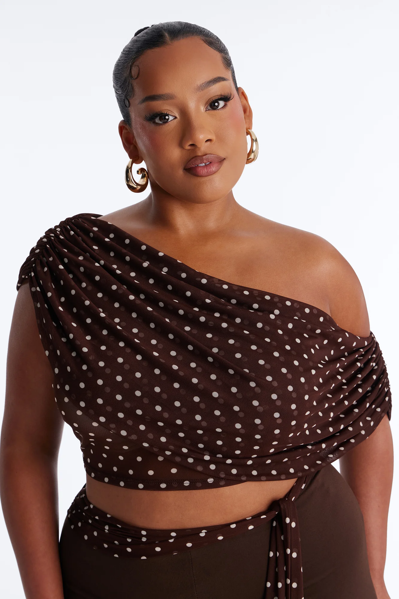 Bailey Off Shoulder Polka Dot Capri Set - Brown/combo - Image 8