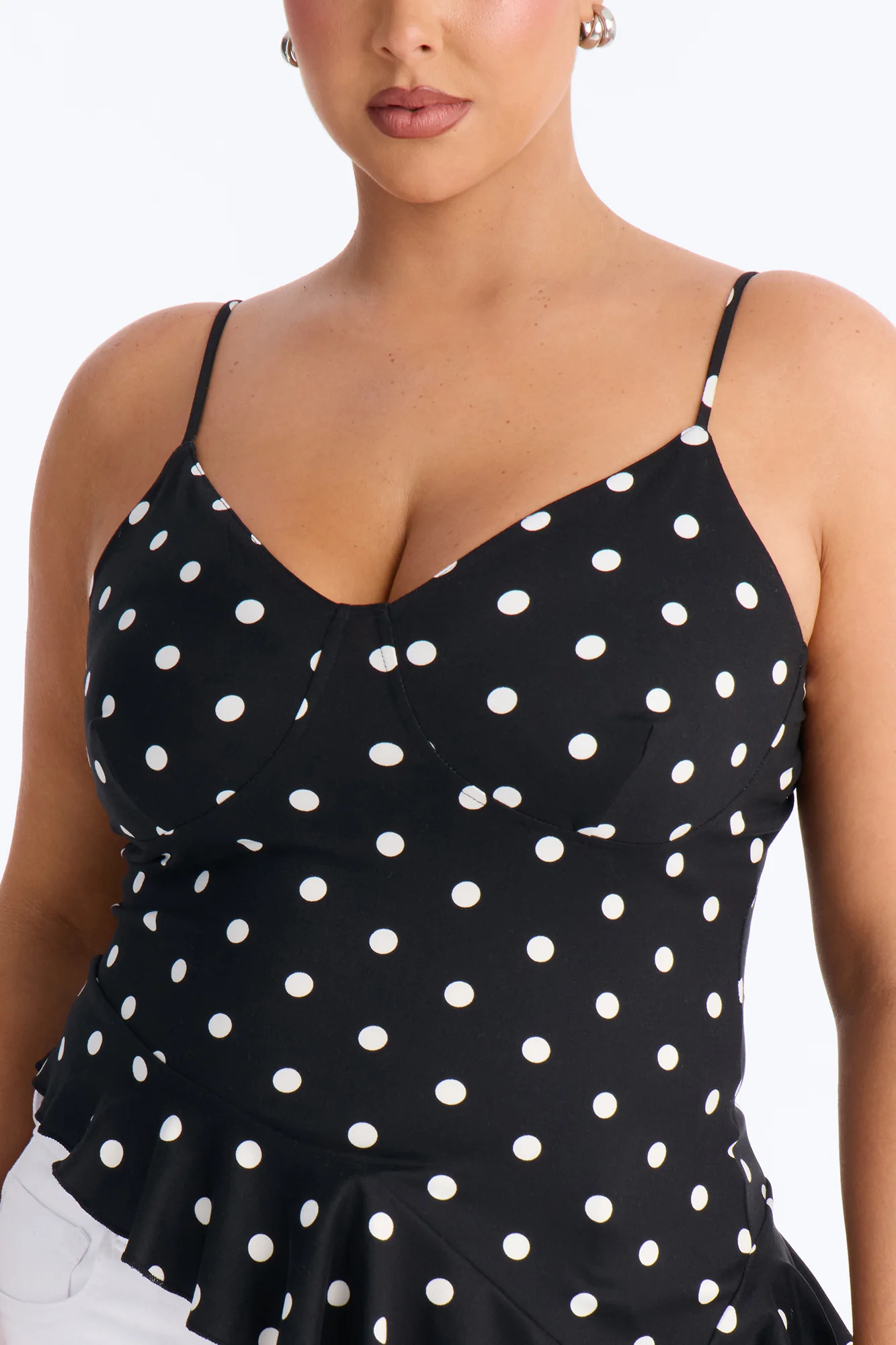Bailey Polka Dot Asymmetrical Ruffle Top - Black/combo - Image 6