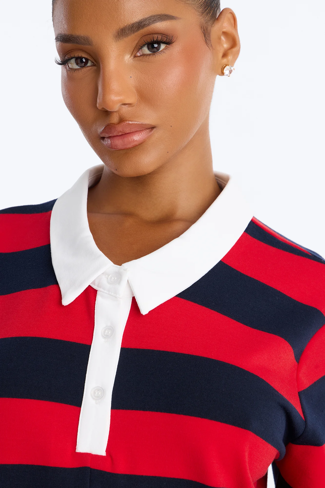 Bailey Striped Polo Romper - Burgundy - Image 3