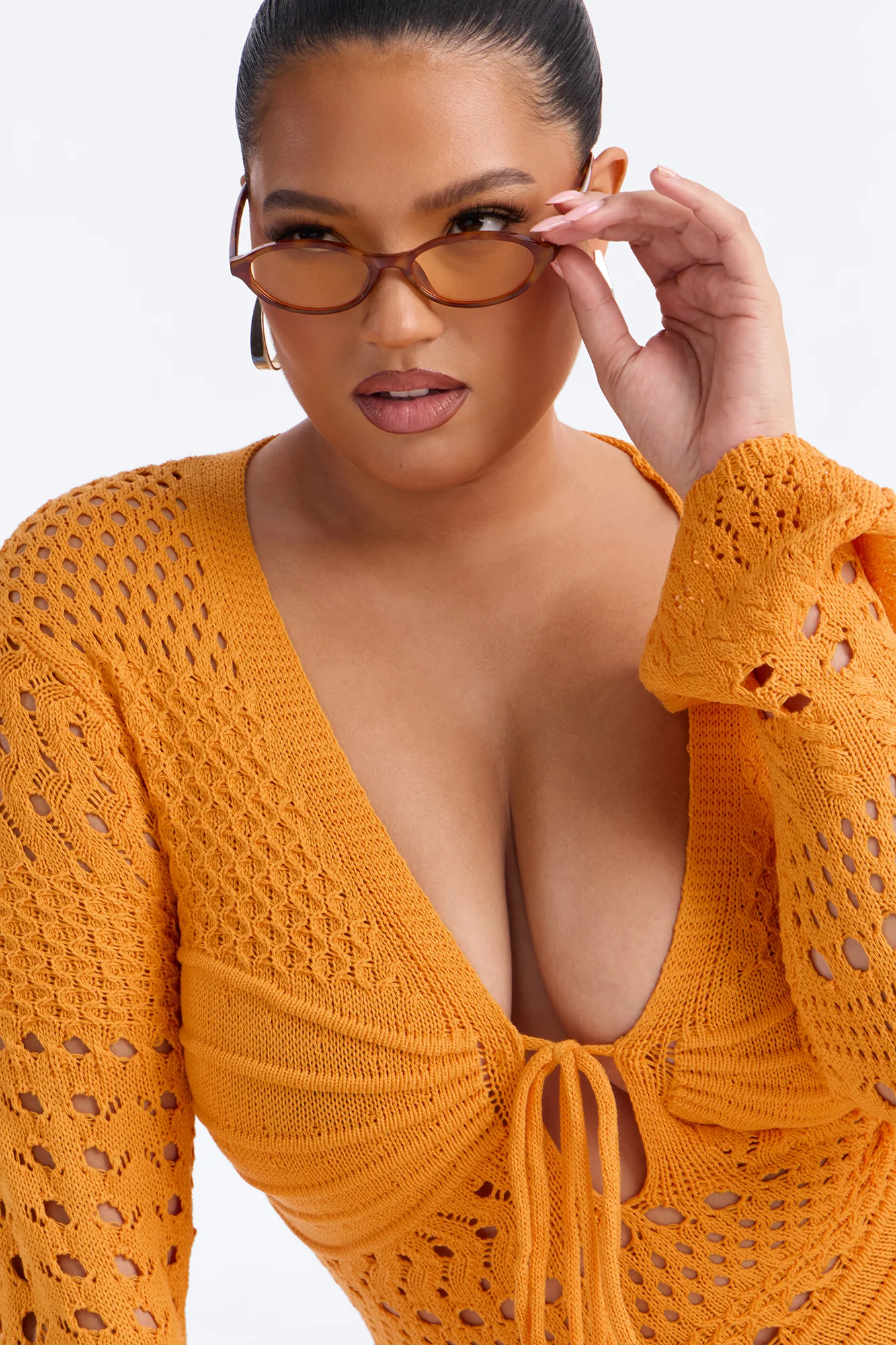 Bailey Tassel Crochet Mini Dress - Tangerine - Image 6