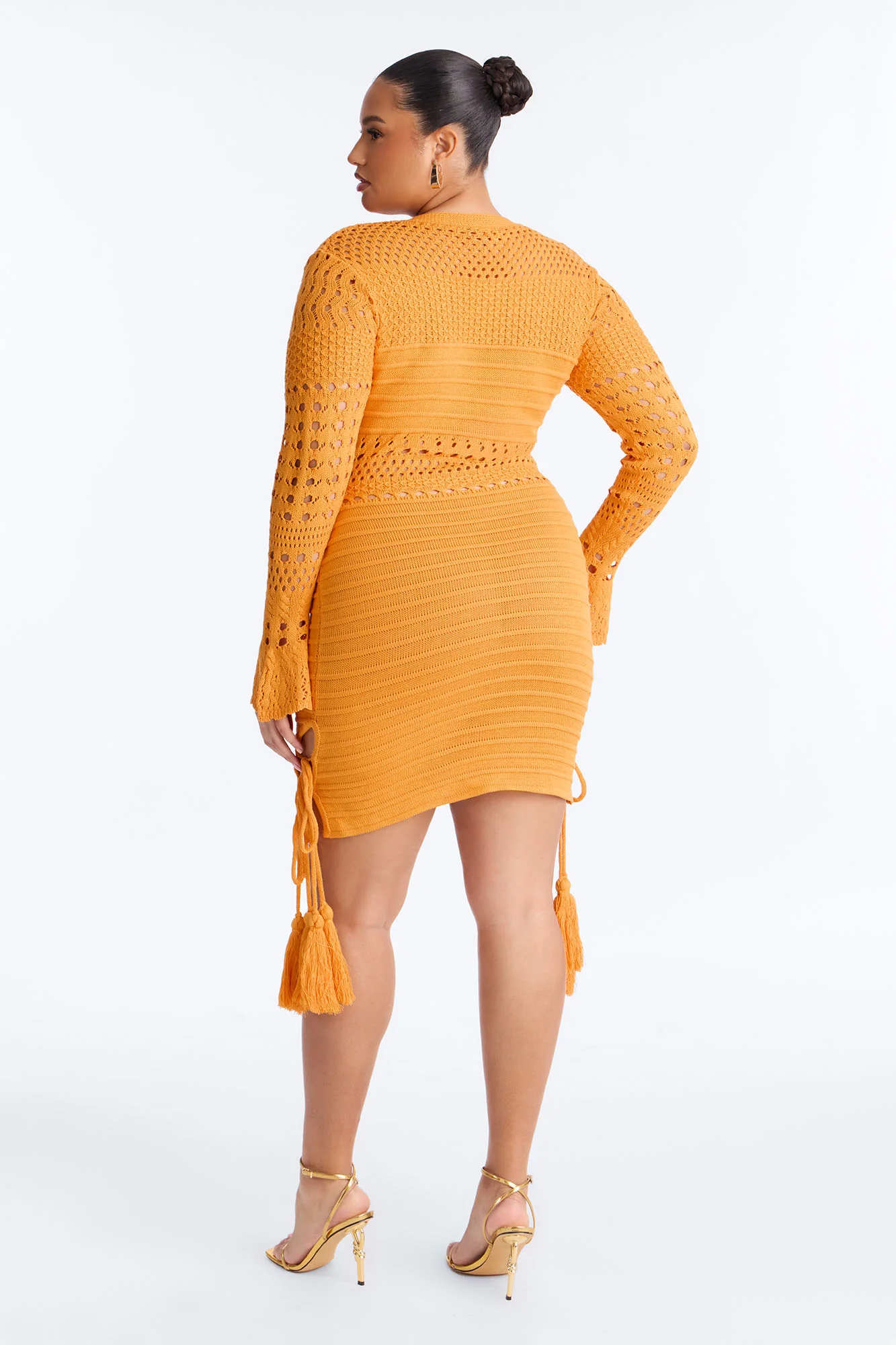 Bailey Tassel Crochet Mini Dress - Tangerine - Image 8