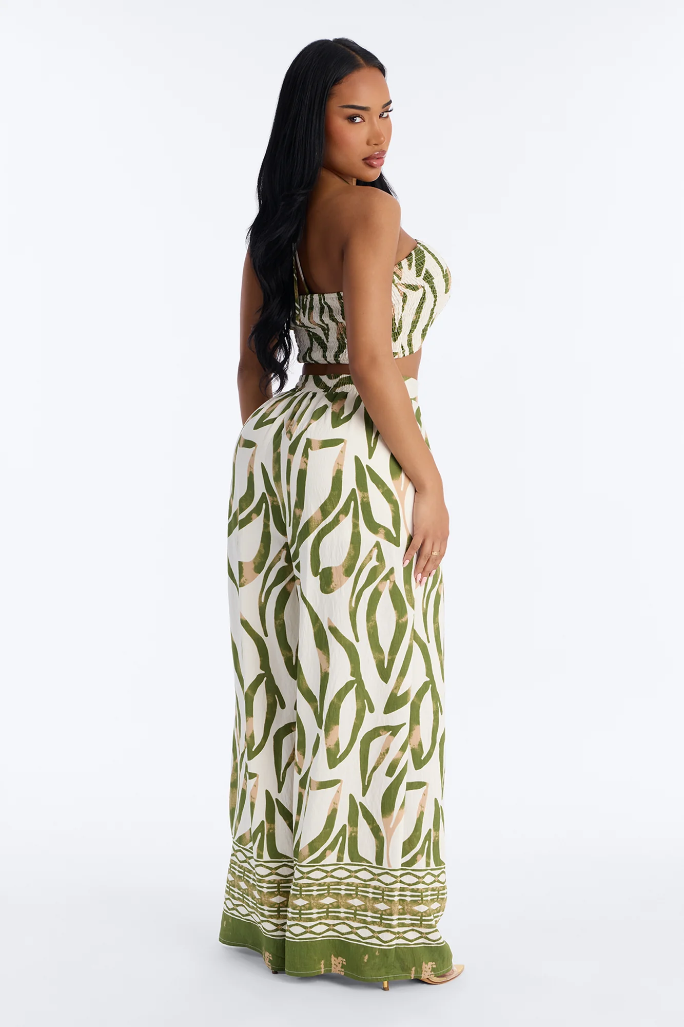 Bali Breeze Halter Pant Set - Olive/combo - Image 4