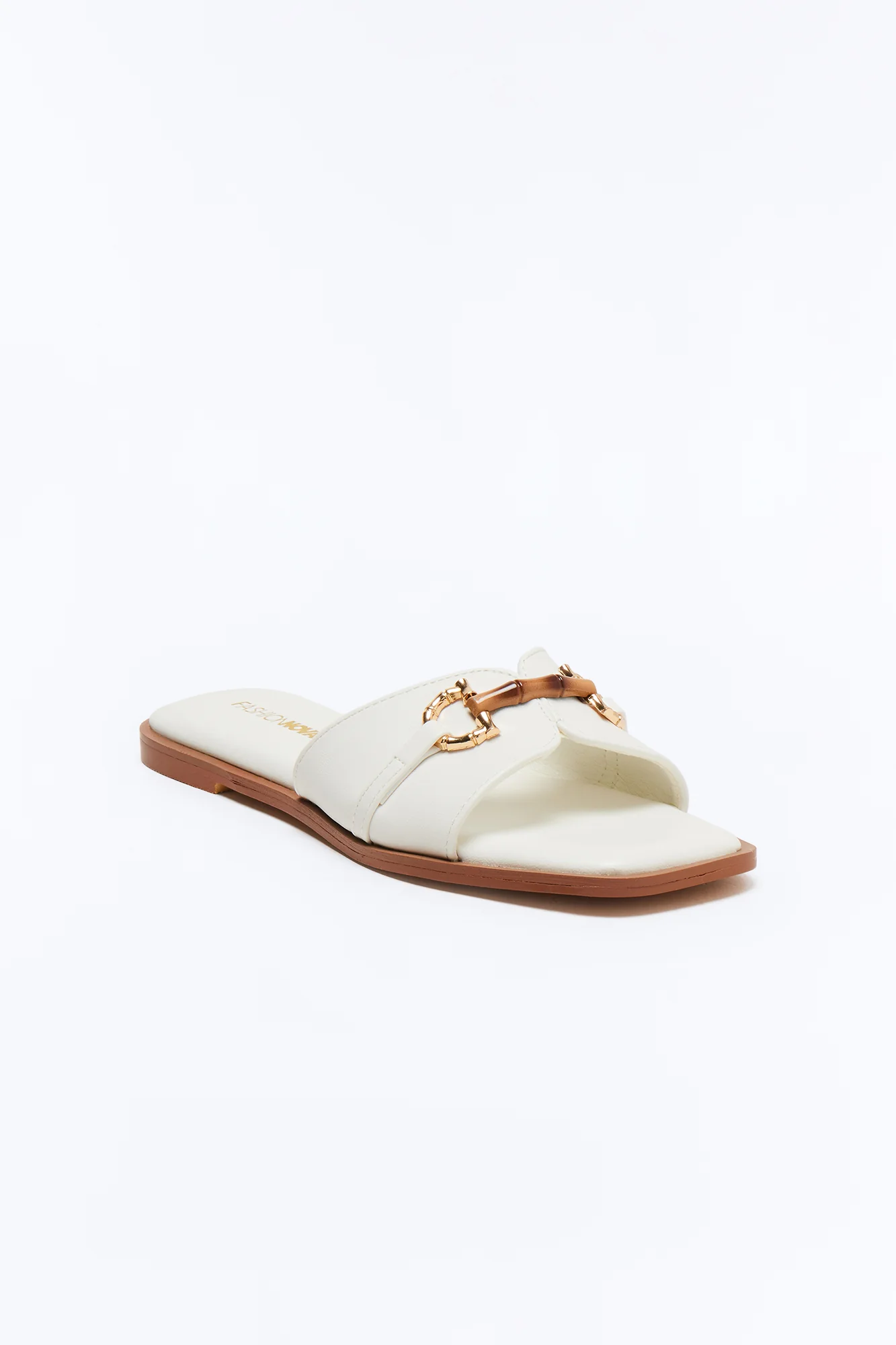 Bamby Bamboo Flat Sandals - White - Image 3