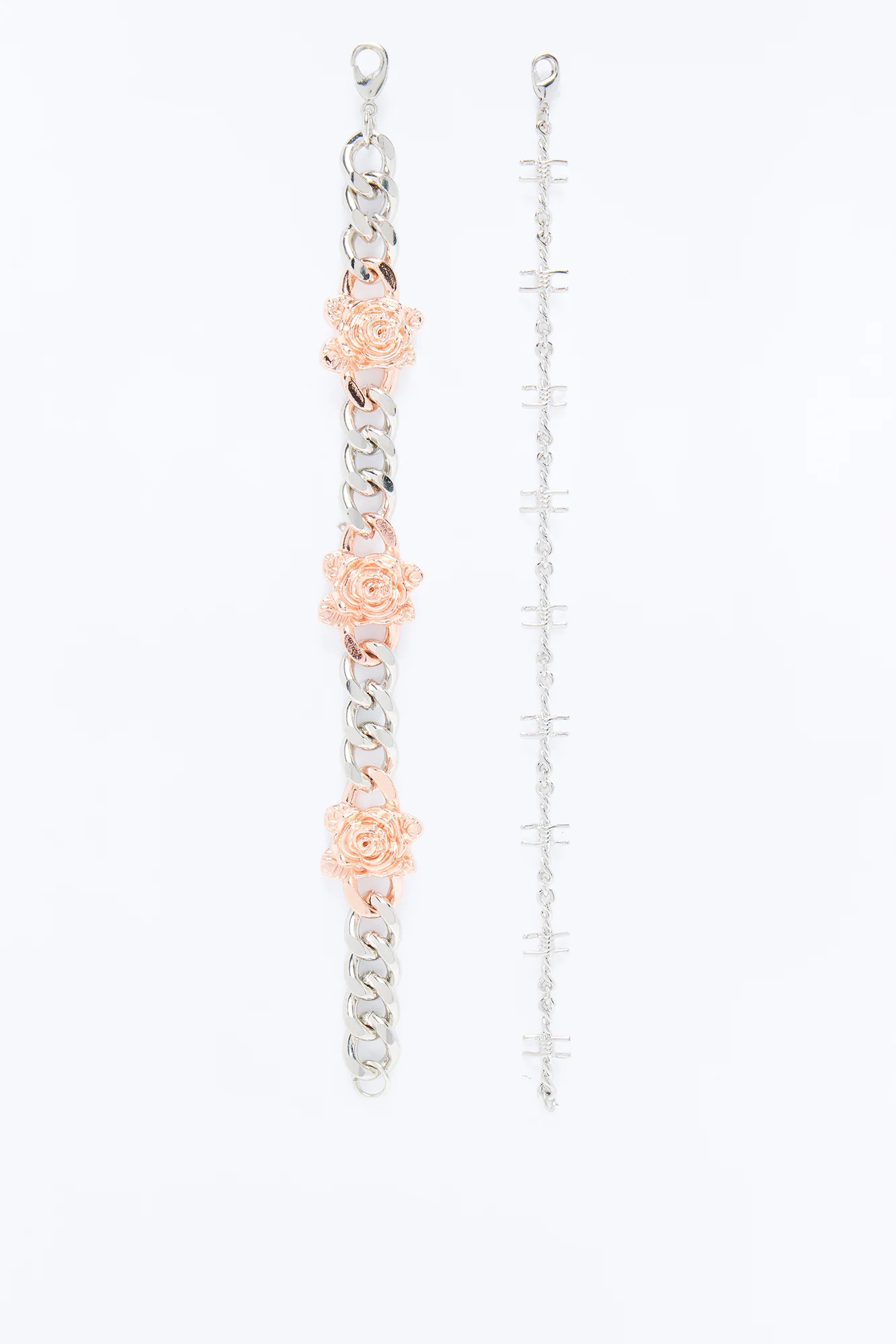 Barbed Roses Bracelet Set - Silver - Image 2