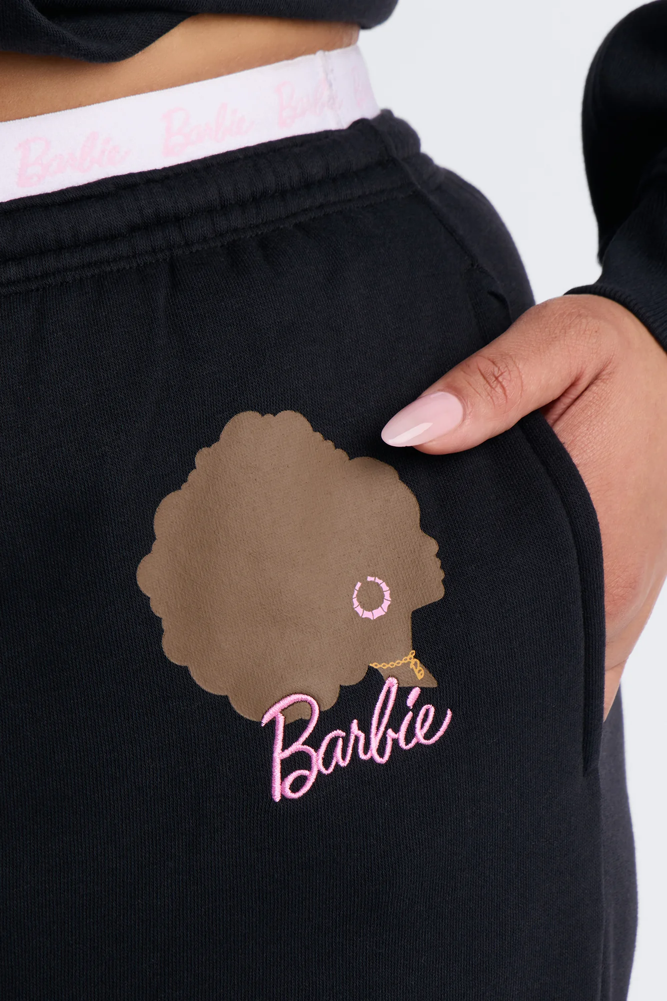 Barbie BHM Fleece Logo Waist Pant - Black - Image 7