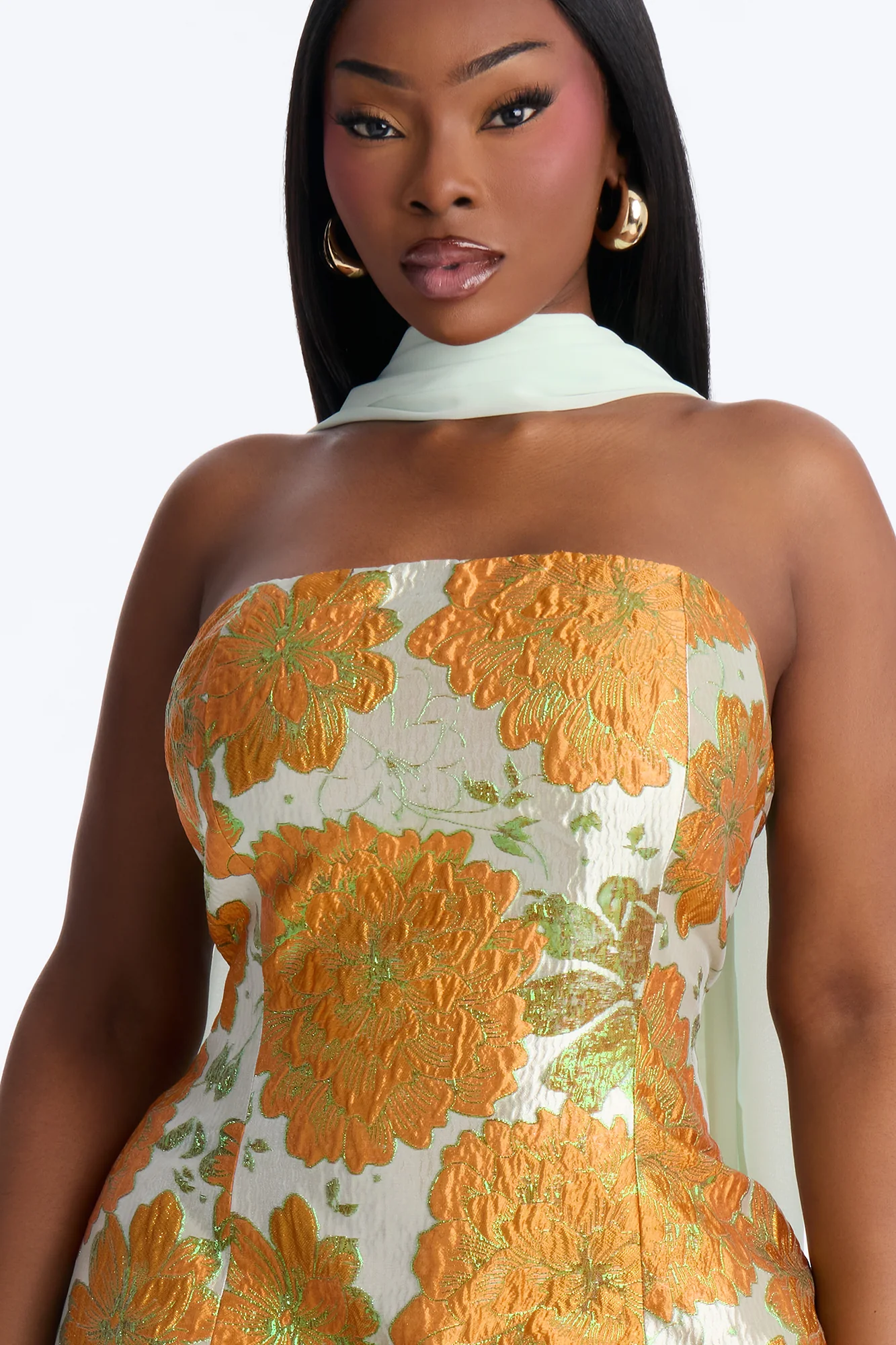 Bare Beauty Scarf Jacquard Gown - Mint/combo - Image 7