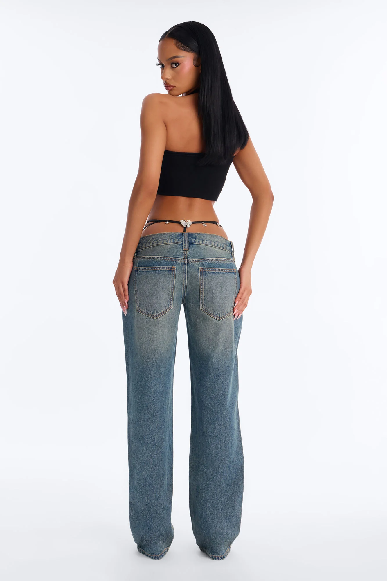Barely There Ultra Low Rise Jeans - Medium Wash