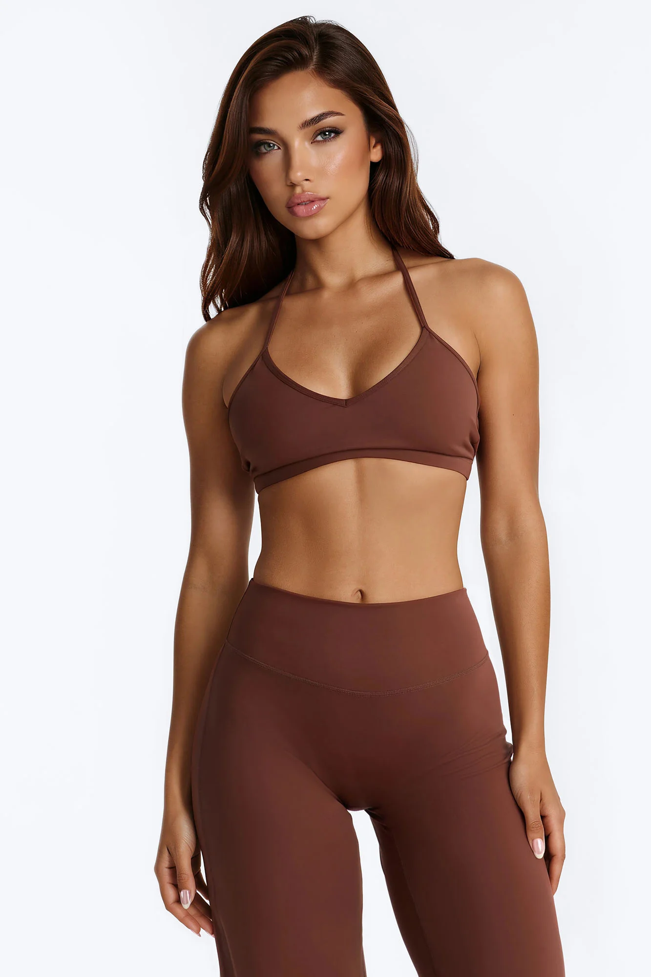 Barre Babe Active Wide Leg Pant Set - Brown - Image 2