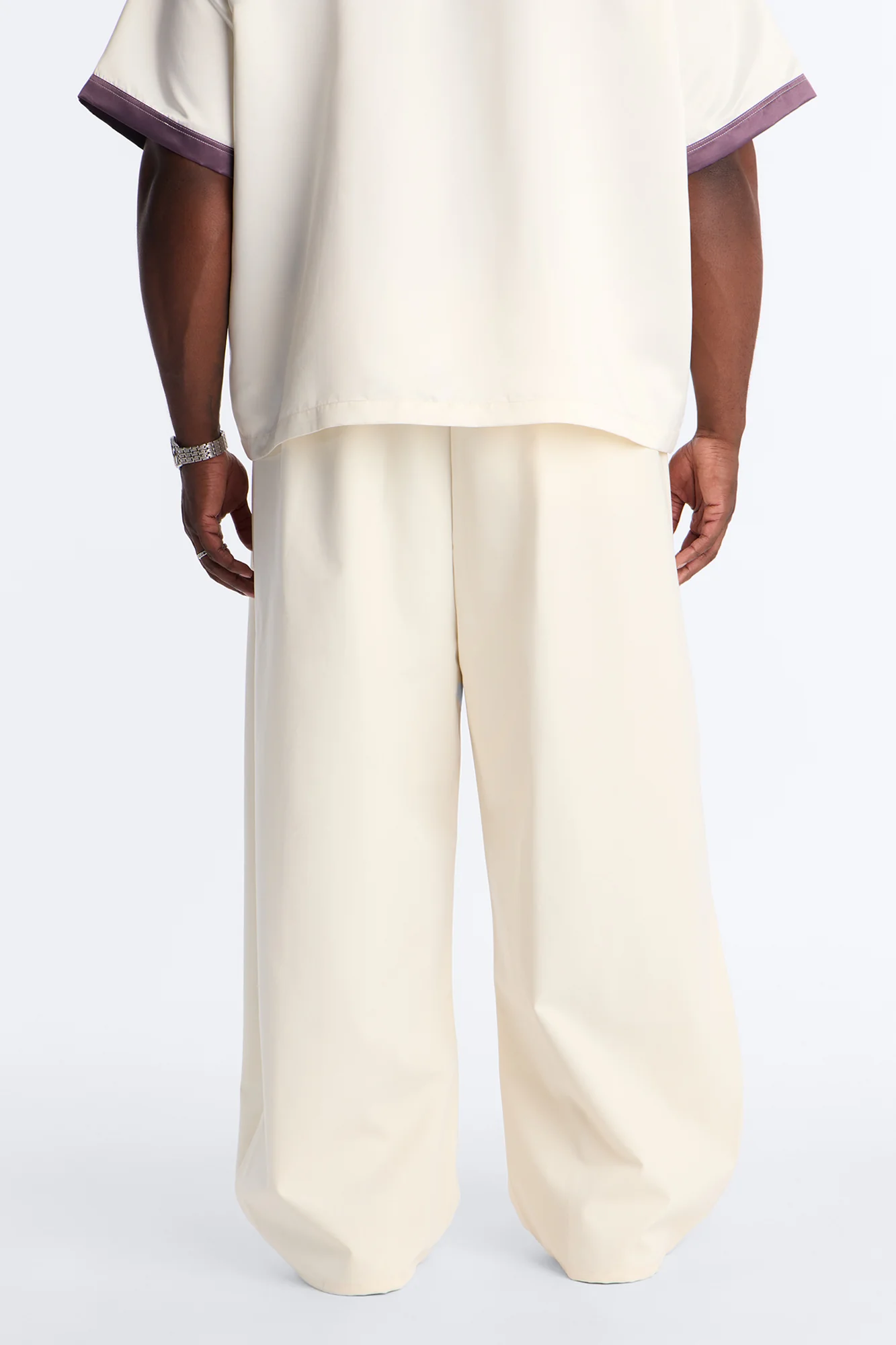 Barrel Bold Flow Trousers - Cream - Image 8