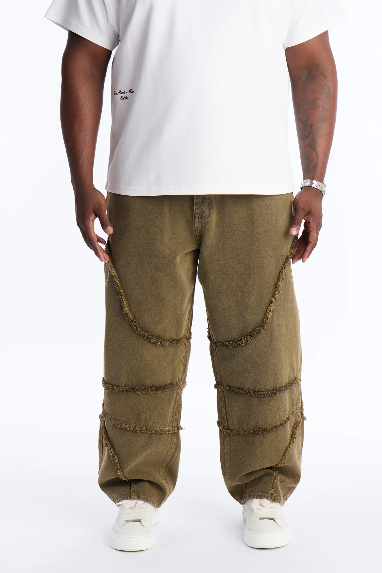 Barrel Urban Fray Jeans - Olive - Image 5