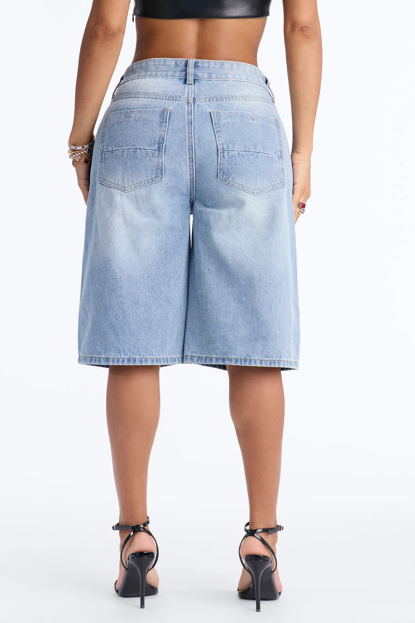 Basic Tinted Denim Jorts - Light Wash - Image 4