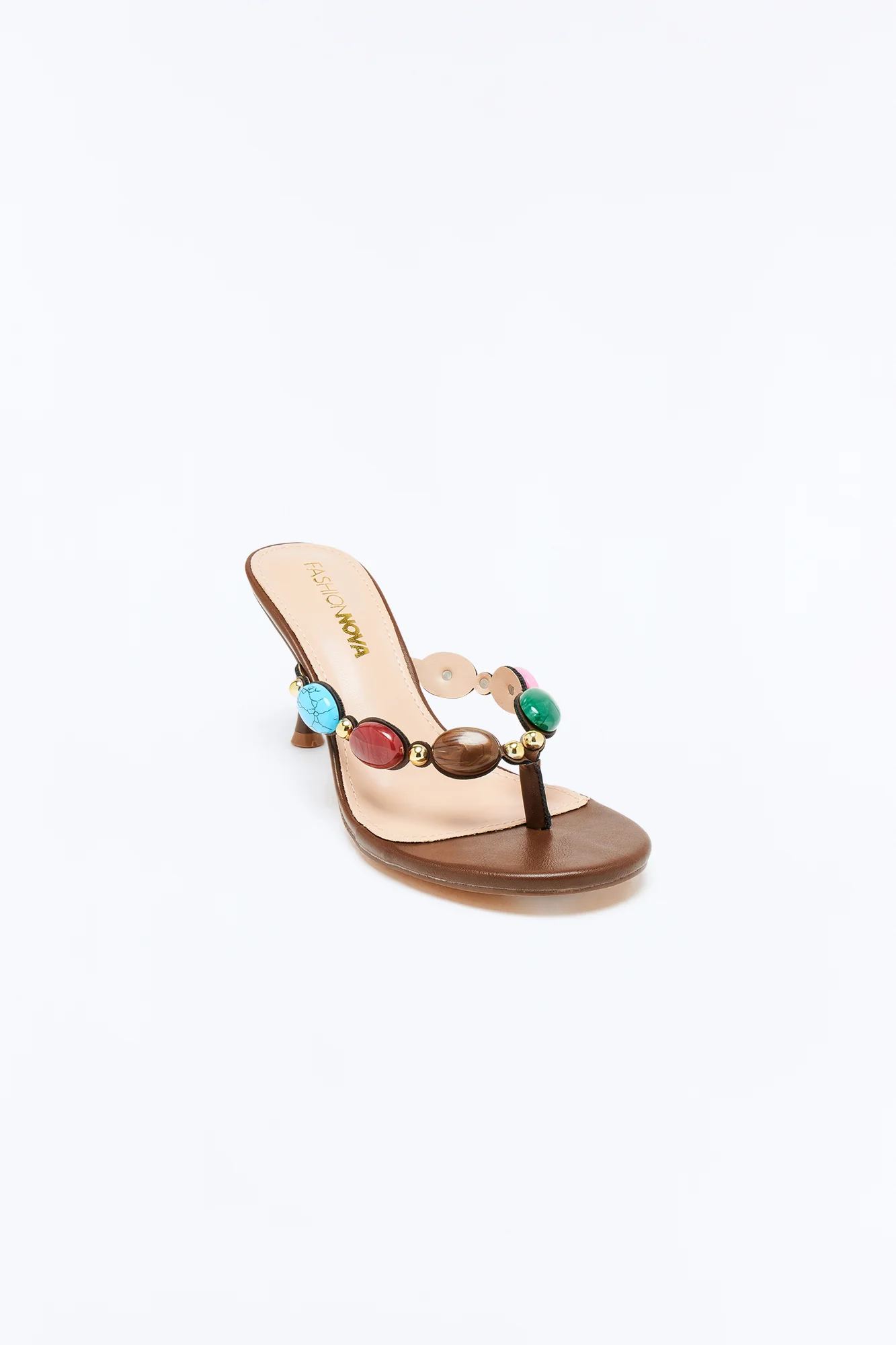 Bay Stone Thong Heels - Brown - Image 2