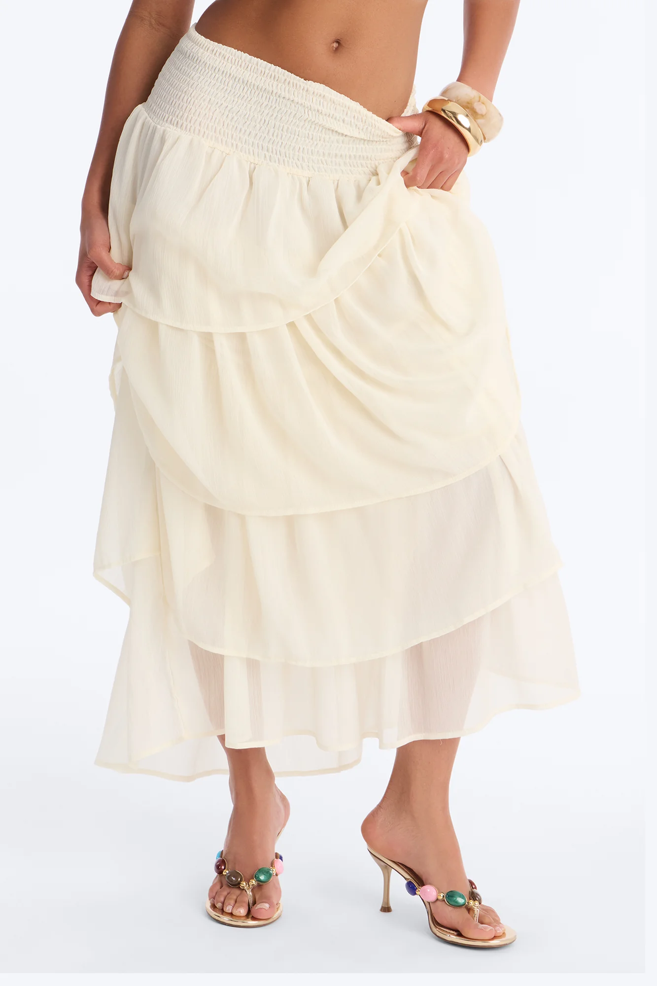 Bay Stone Thong Heels - Gold - Image 4