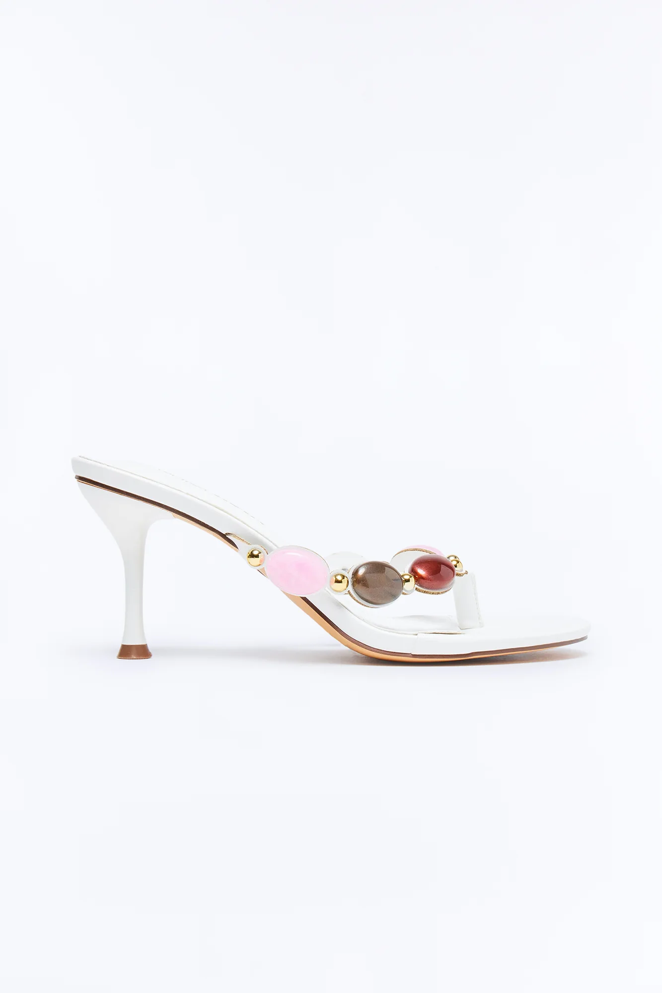 Bay Stone Thong Heels - White