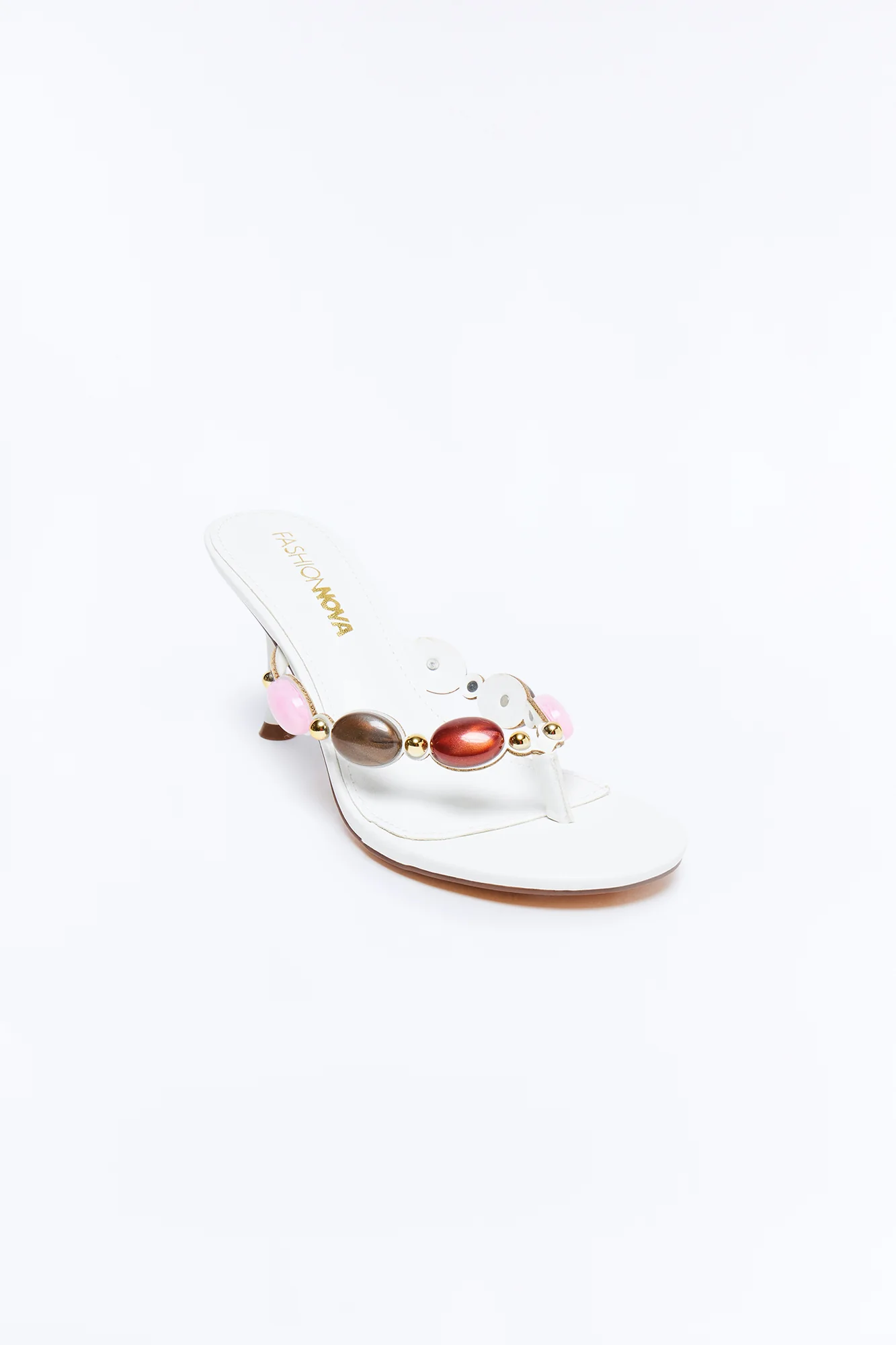 Bay Stone Thong Heels - White - Image 2