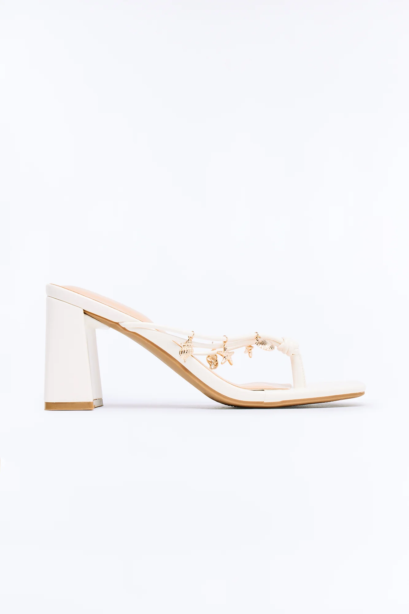 Bayside Seashell Charm Thong Heels - White