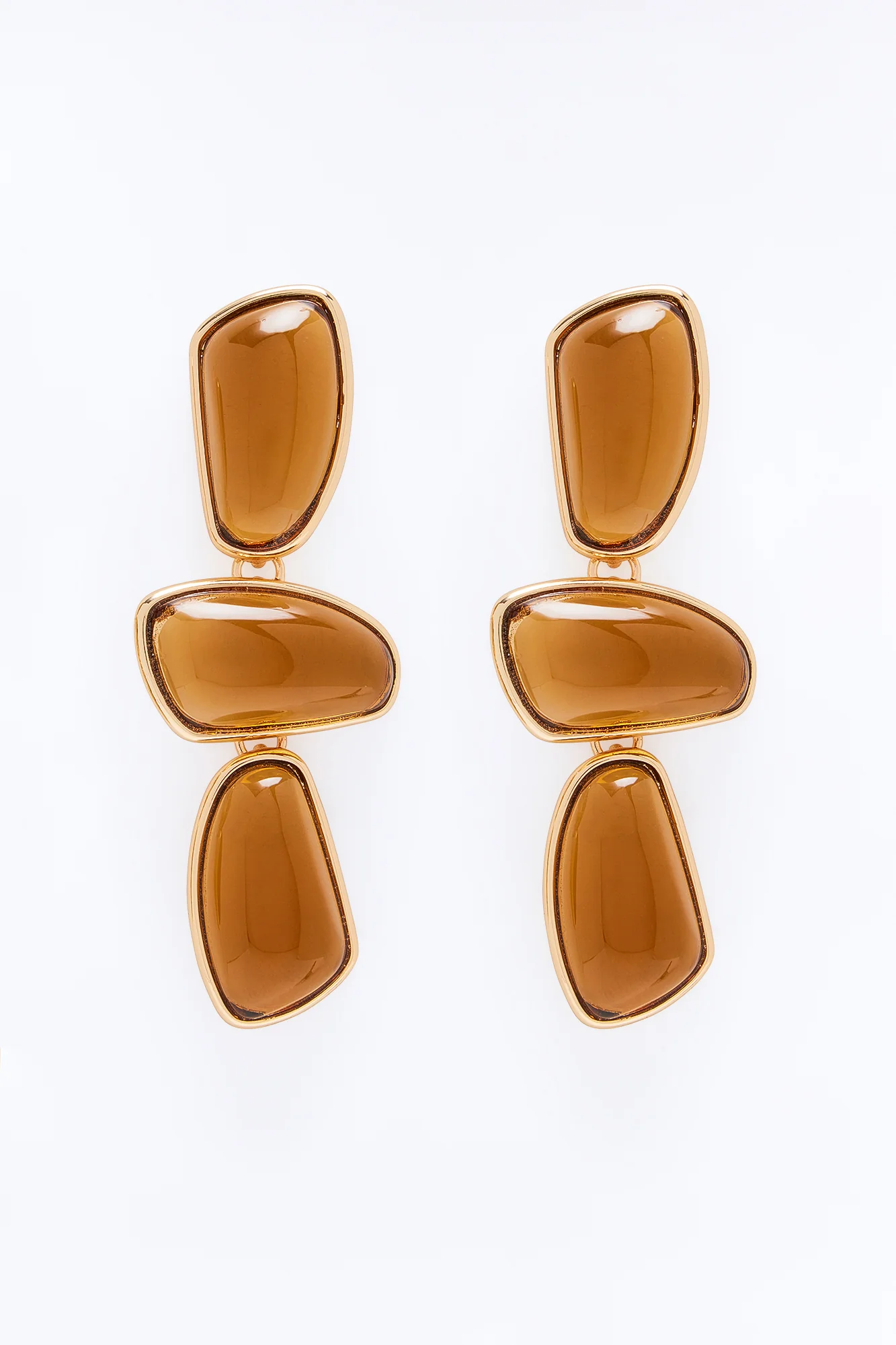 Be Balanced Jeweled Earrings - Brown