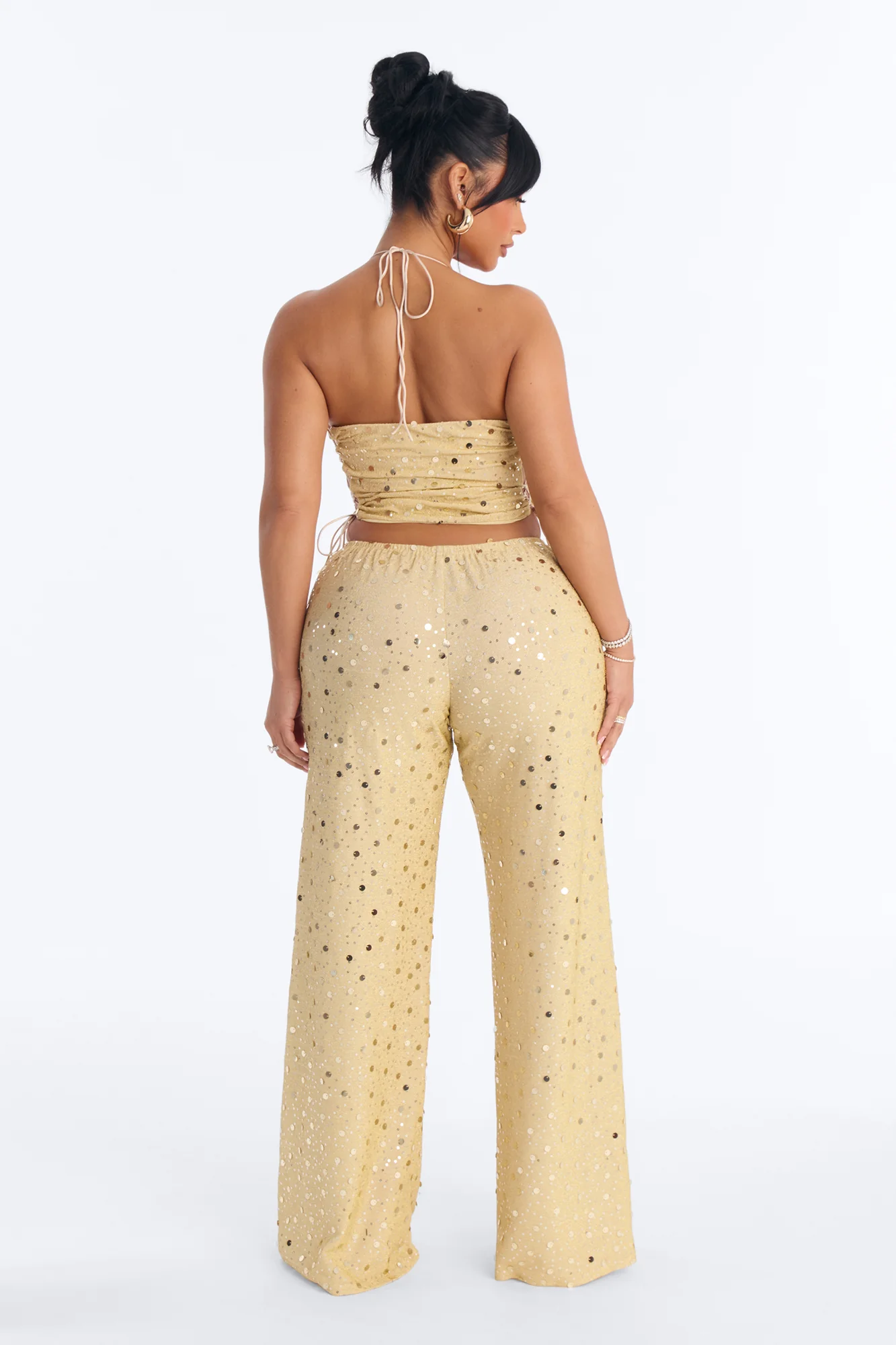 Beach Club Icon Sequin Pant Set - Gold - Image 4