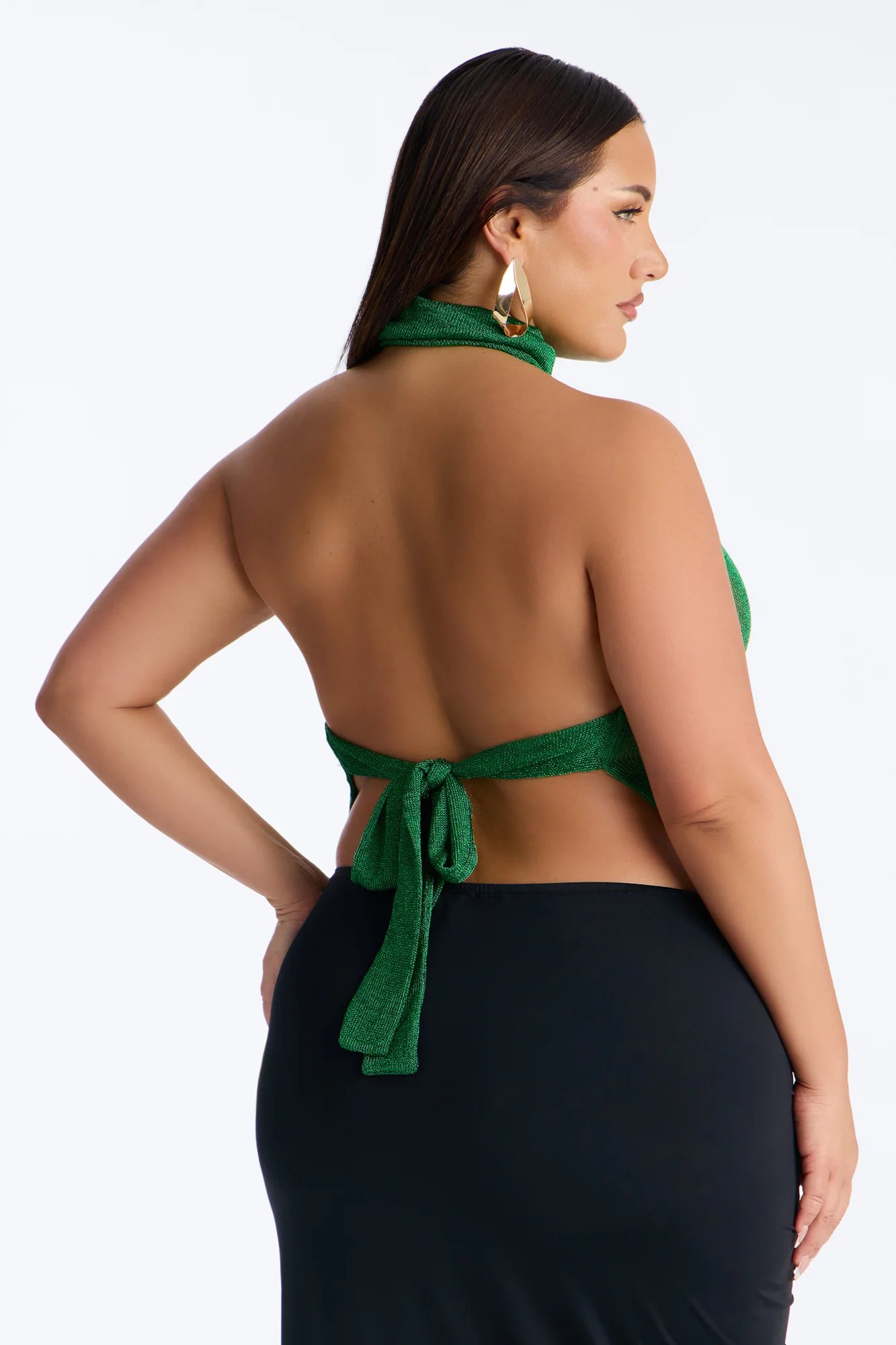Beach Glow Metallic High Neck Top - Green - Image 8