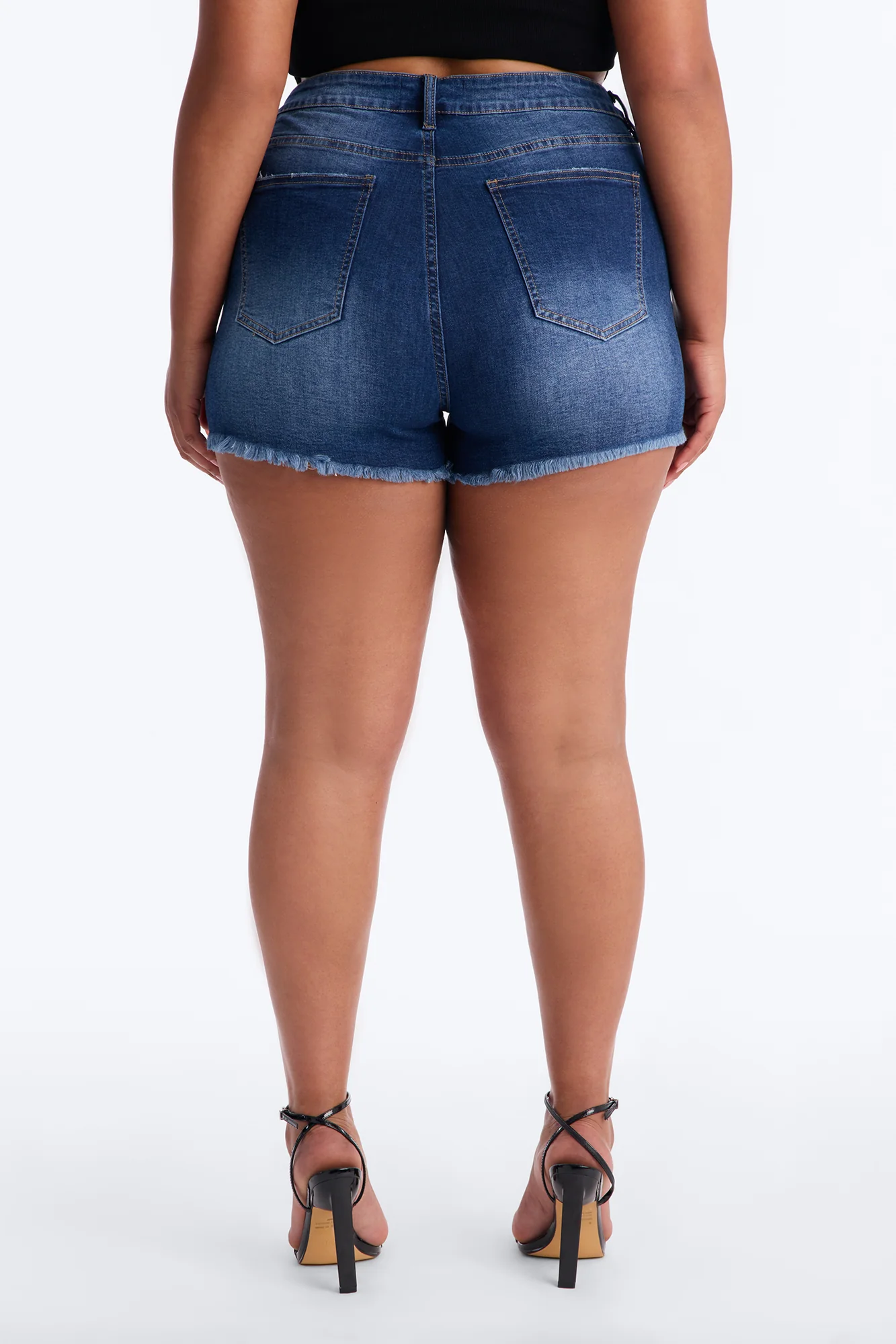 Beach Haven Cut Off Stretch Denim Shorts - Dark Wash - Image 7