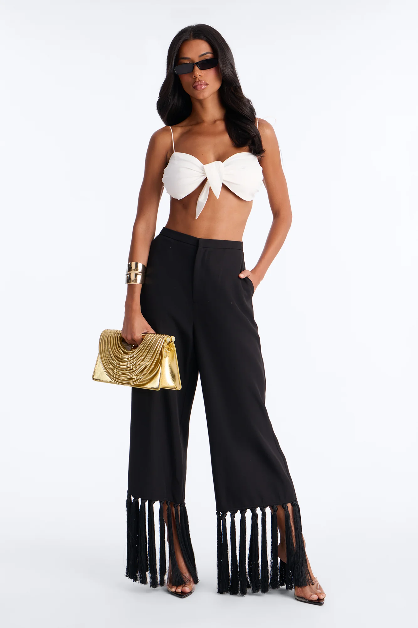Beach Please Bow Poplin Bra Top - White - Image 2