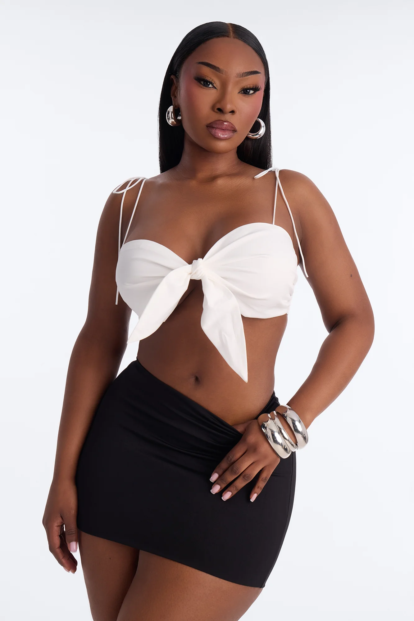 Beach Please Bow Poplin Bra Top - White - Image 4
