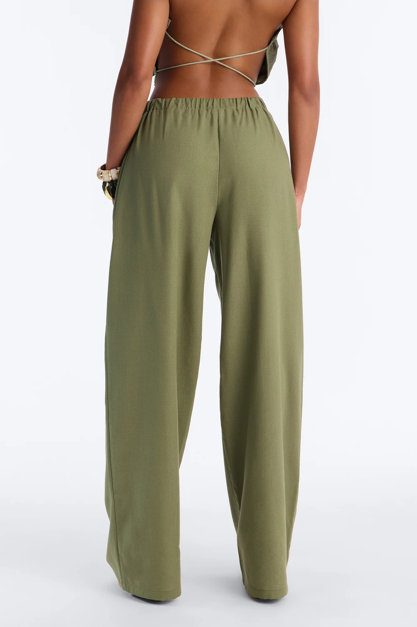 Beach Walks Linen Pant - Olive - Image 3
