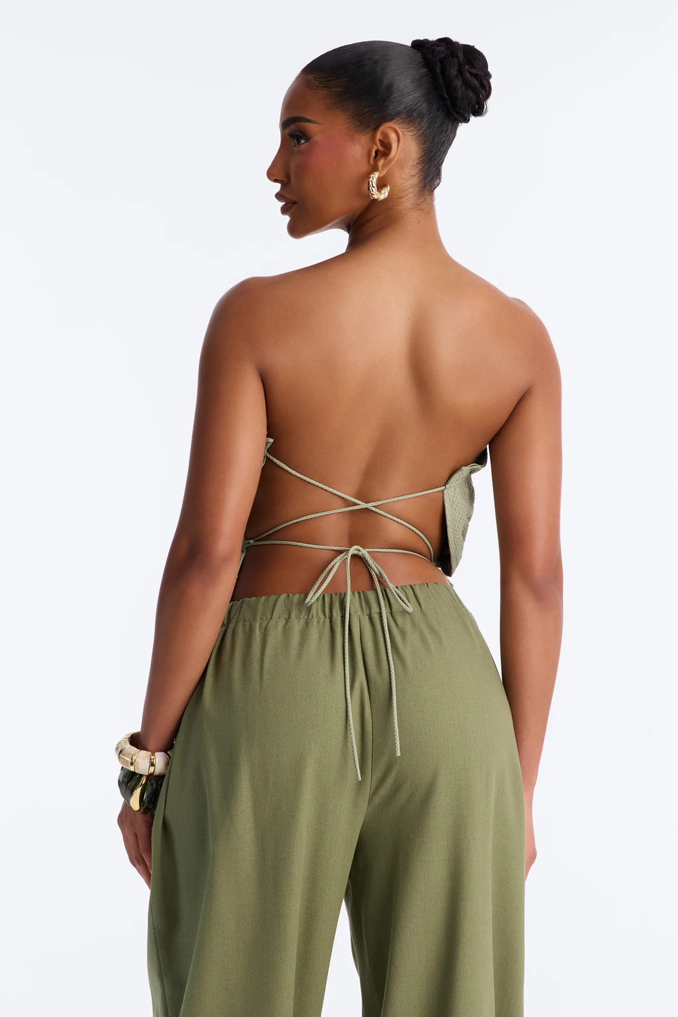 Beach Walks Linen Pant - Olive - Image 4