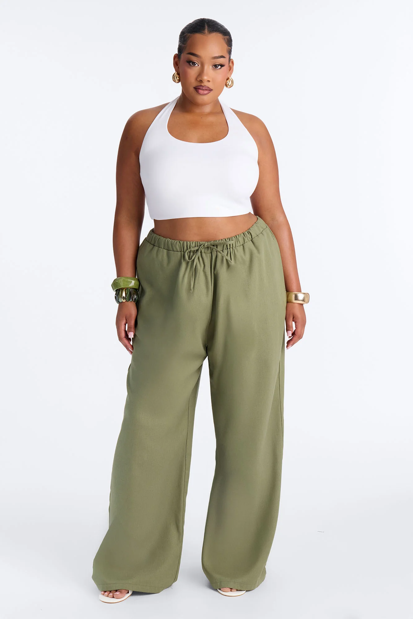 Beach Walks Linen Pant - Olive - Image 5