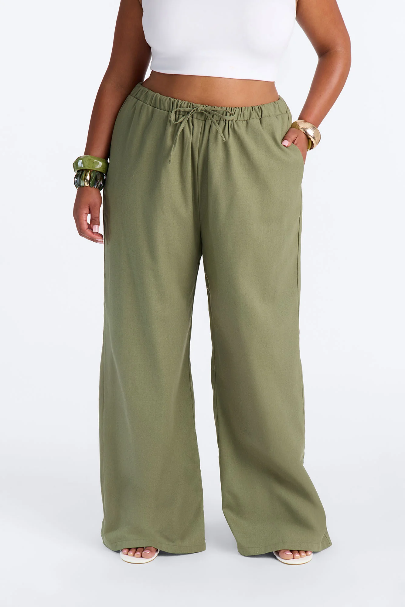 Beach Walks Linen Pant - Olive - Image 6