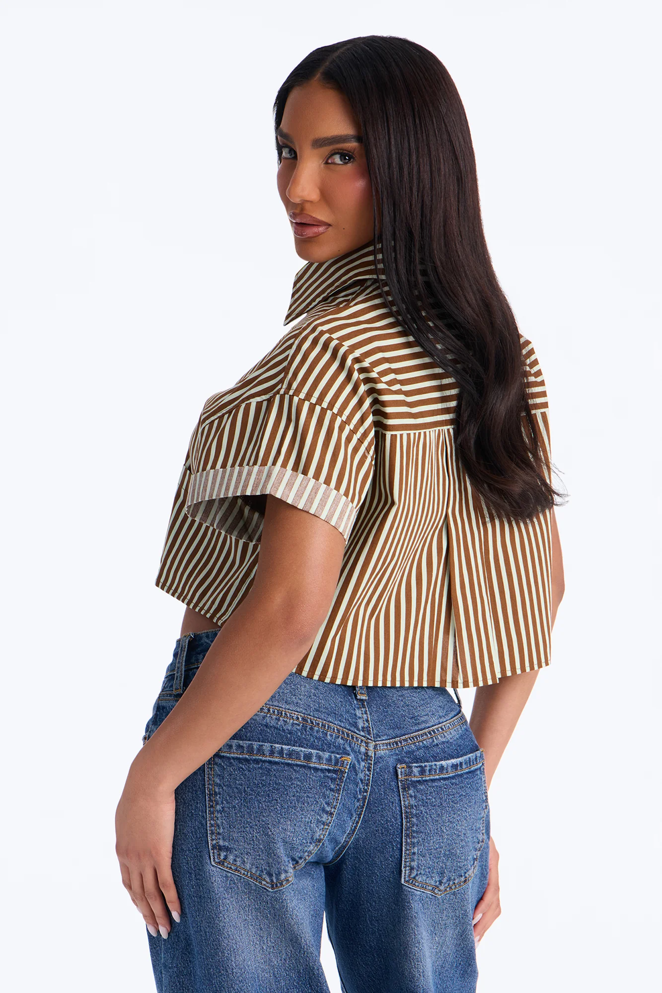 Beachside Babe Striped Shirt - Chocolate/Combo - Image 4