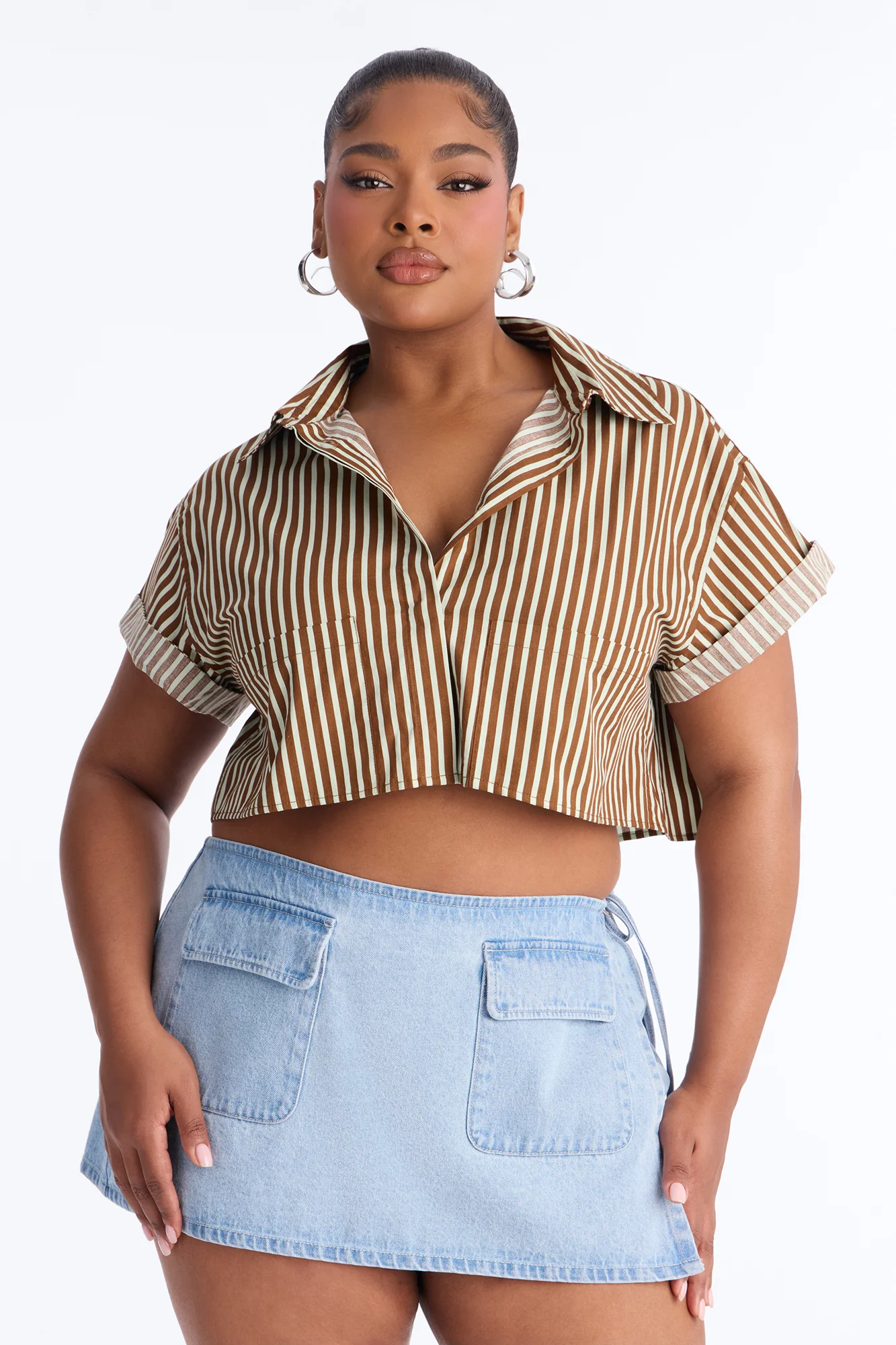 Beachside Babe Striped Shirt - Chocolate/Combo - Image 5