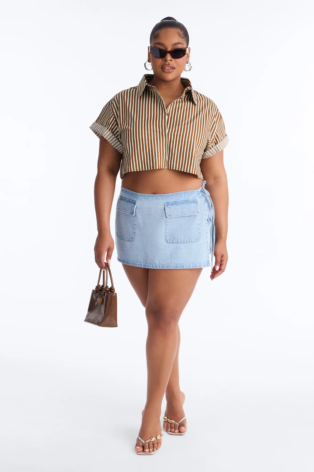 Beachside Babe Striped Shirt - Chocolate/Combo - Image 6