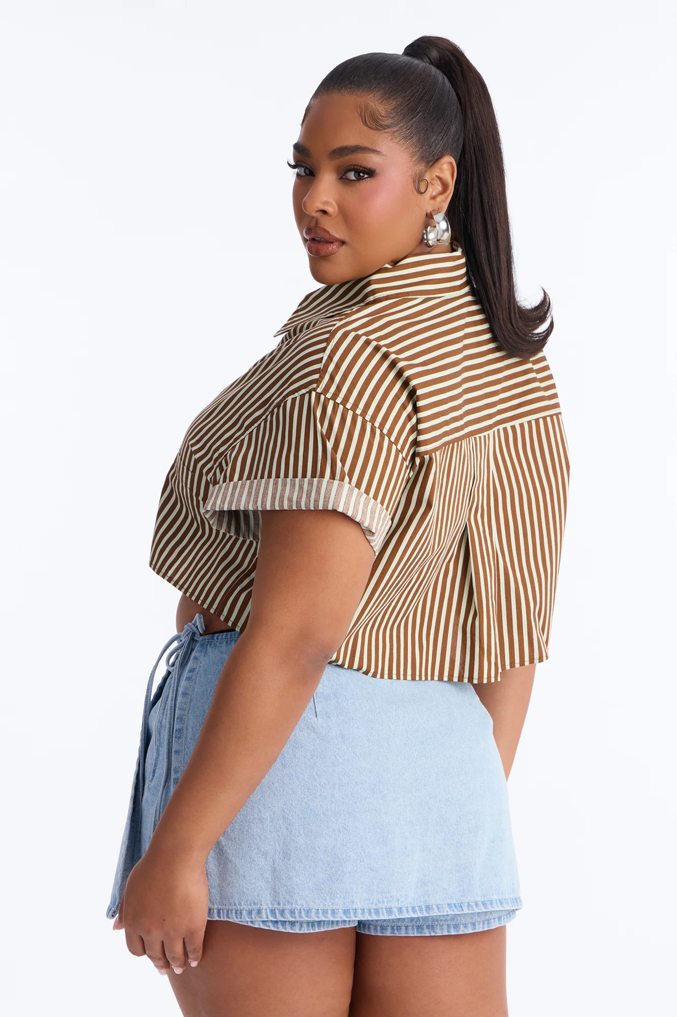 Beachside Babe Striped Shirt - Chocolate/Combo - Image 7