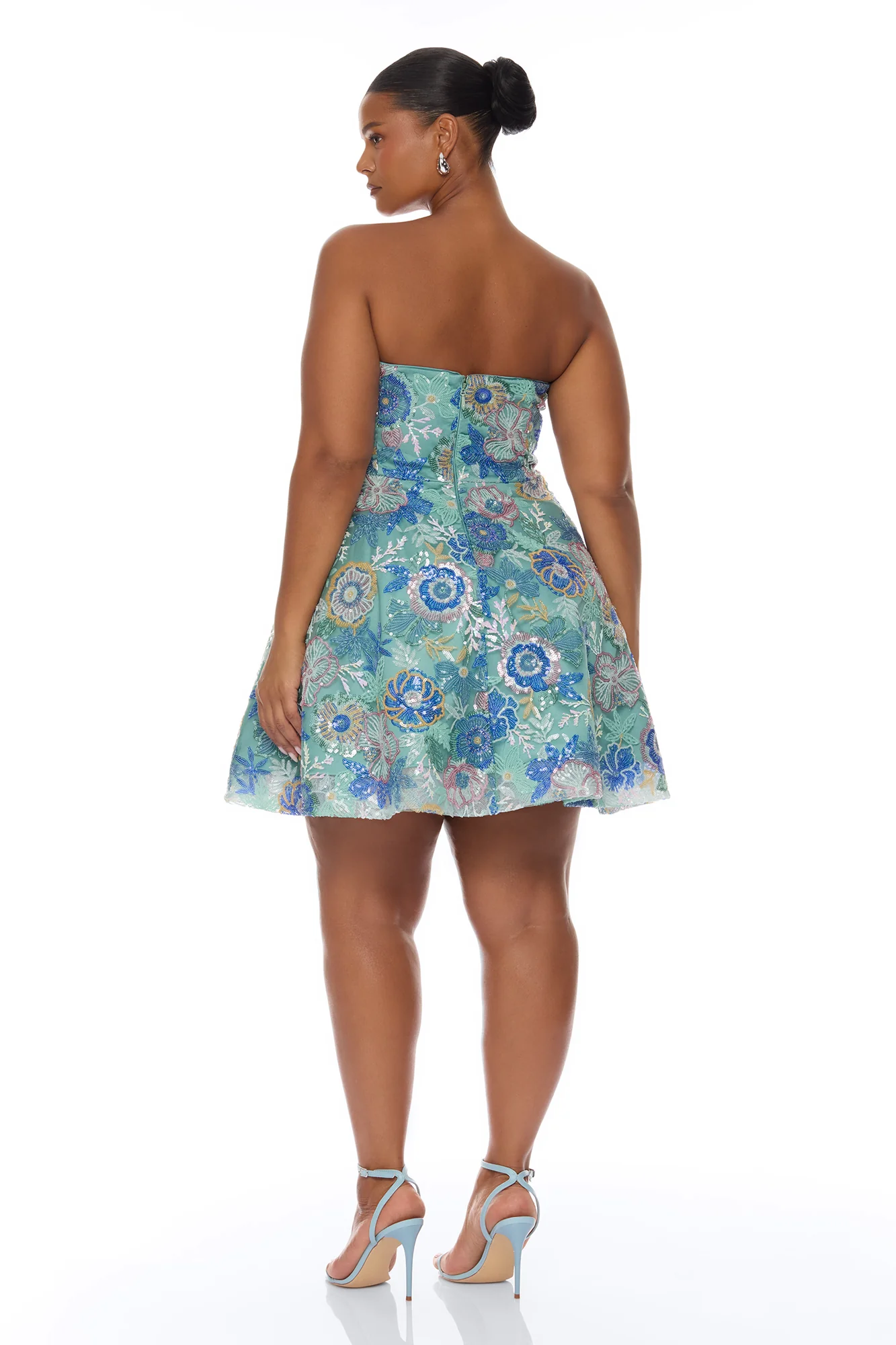 Becca Embroidered Mini Dress - Teal - Image 8