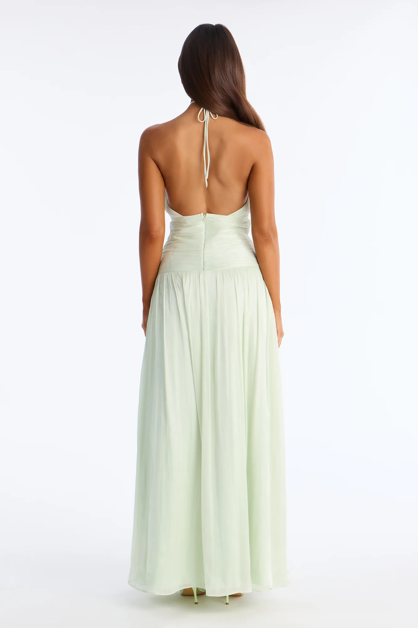 Becca Pleated Organza Gown - Sage - Image 4