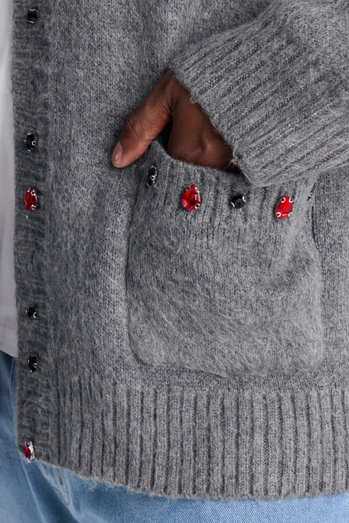 Bejeweled Reverie Cardigan - Grey - Image 7