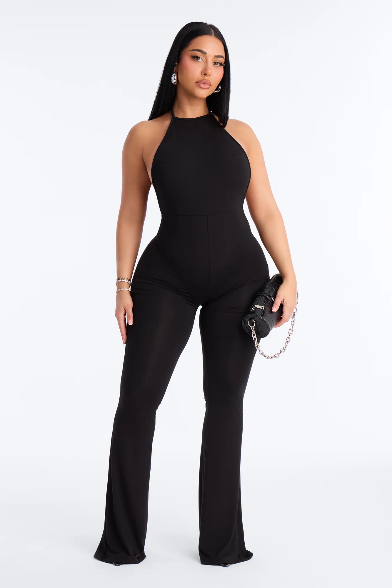 Belen Backless Flare Jumpsuit - Black
