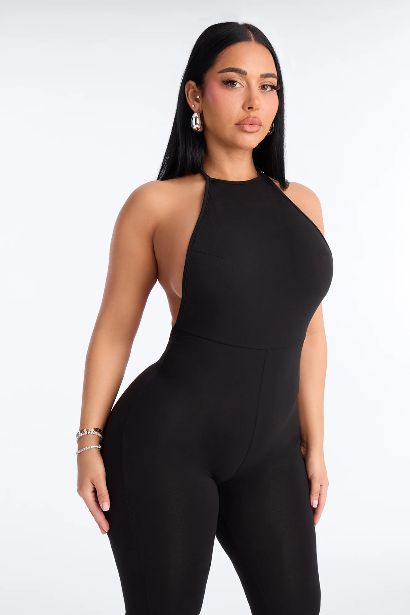 Belen Backless Flare Jumpsuit - Black - Image 2