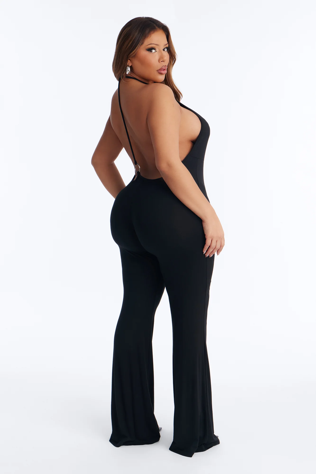 Belen Backless Flare Jumpsuit - Black - Image 8