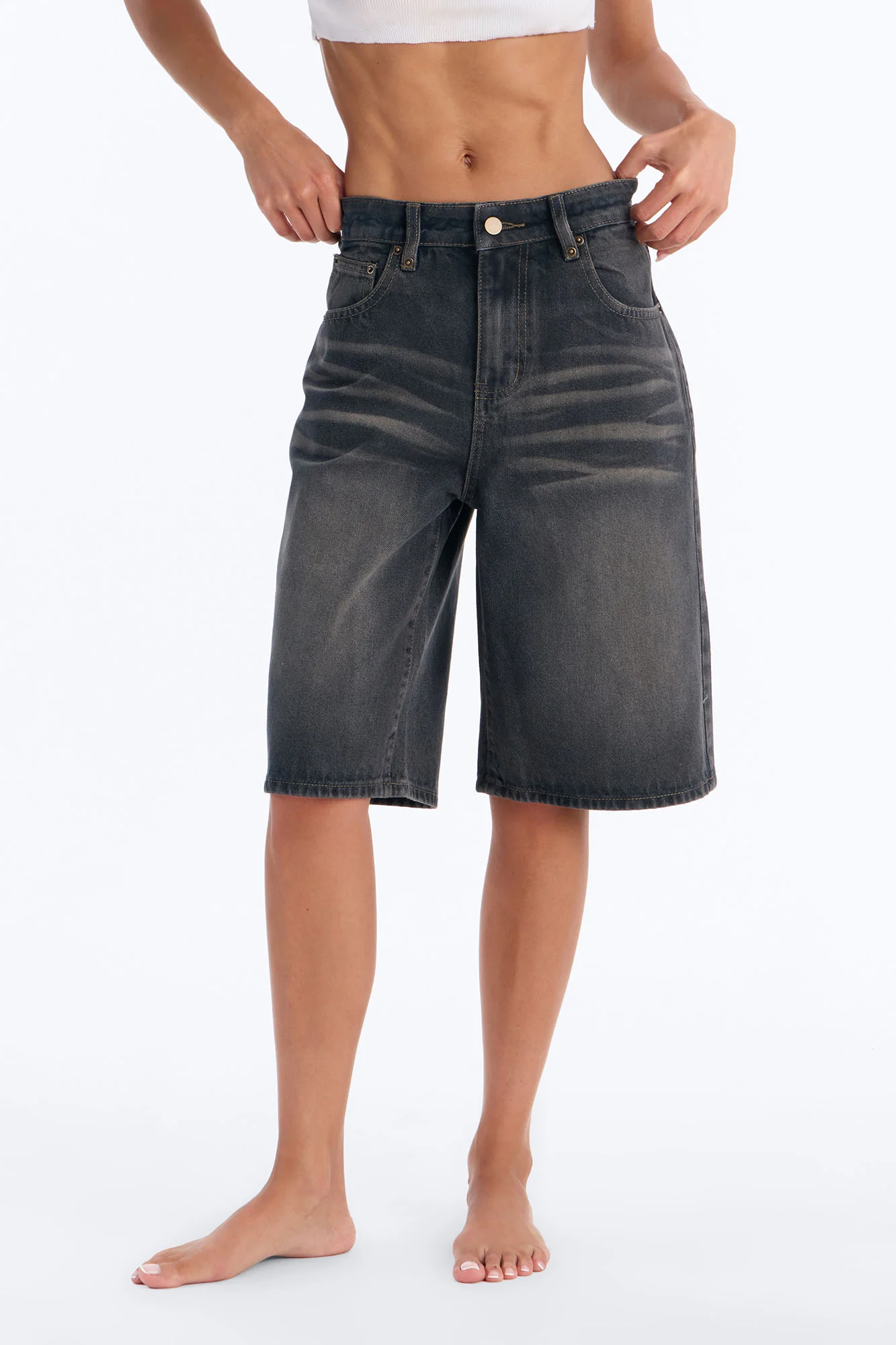 Belfast Coated Denim Jorts - Black