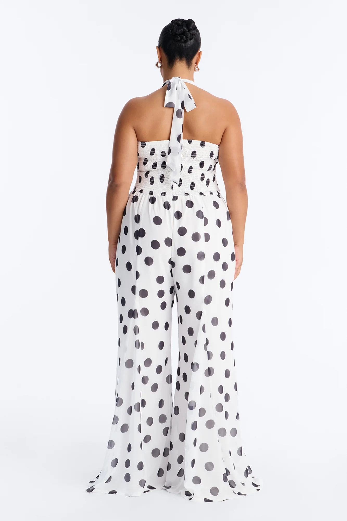 Bella Polka Dot Chiffon Headscarf And Jumpsuit - White/Black - Image 8