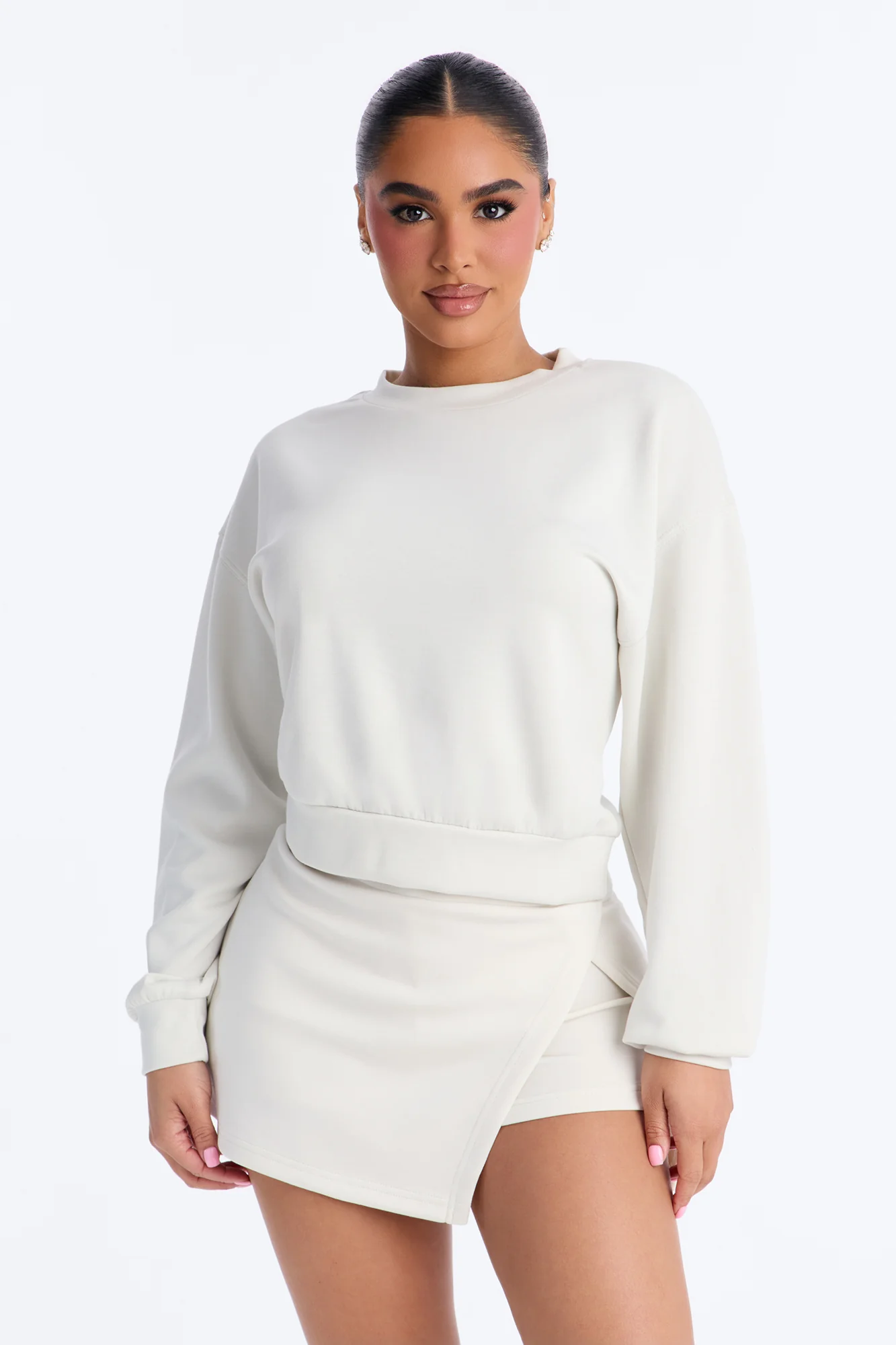Bella Scuba Crew Neck Sweatshirt - White