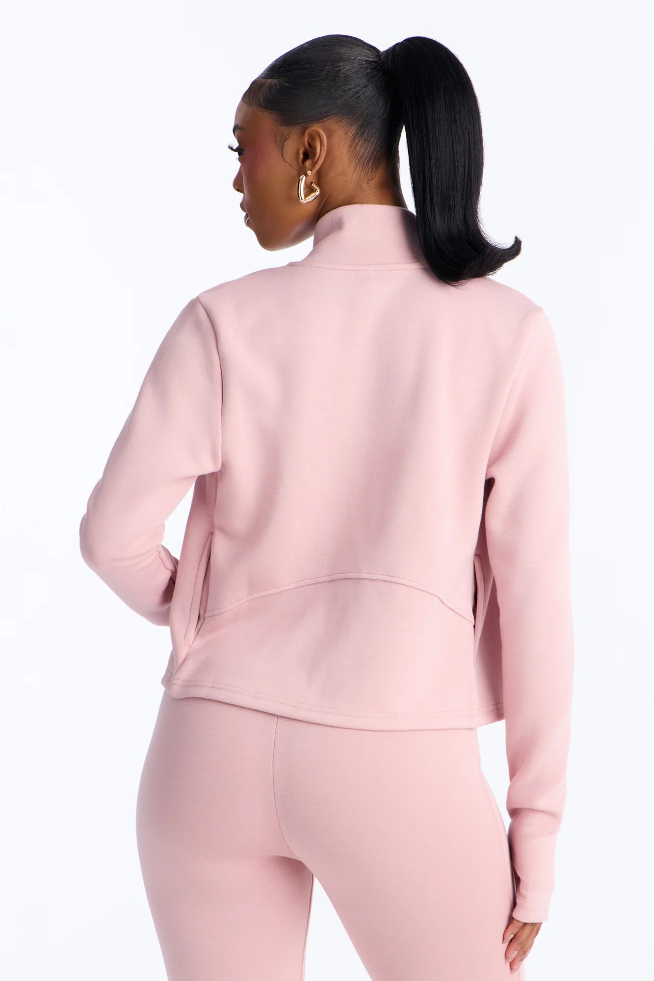 Bella Scuba Fitted Zip Up Jacket - Pink - Image 5