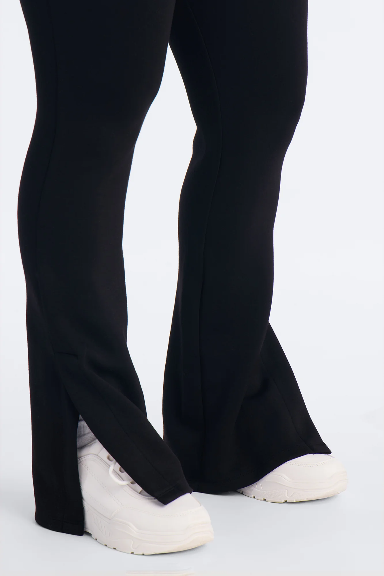 Bella Scuba Slit Lounge Flare Pant - Black - Image 3