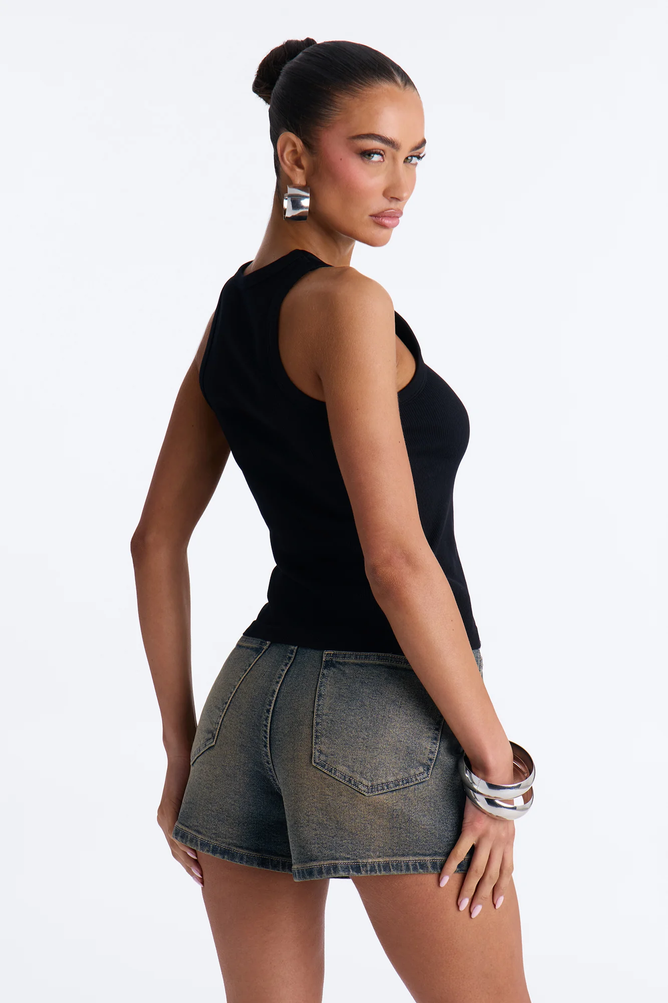 Bella Seamless Basic Tank Top - Black - Image 4