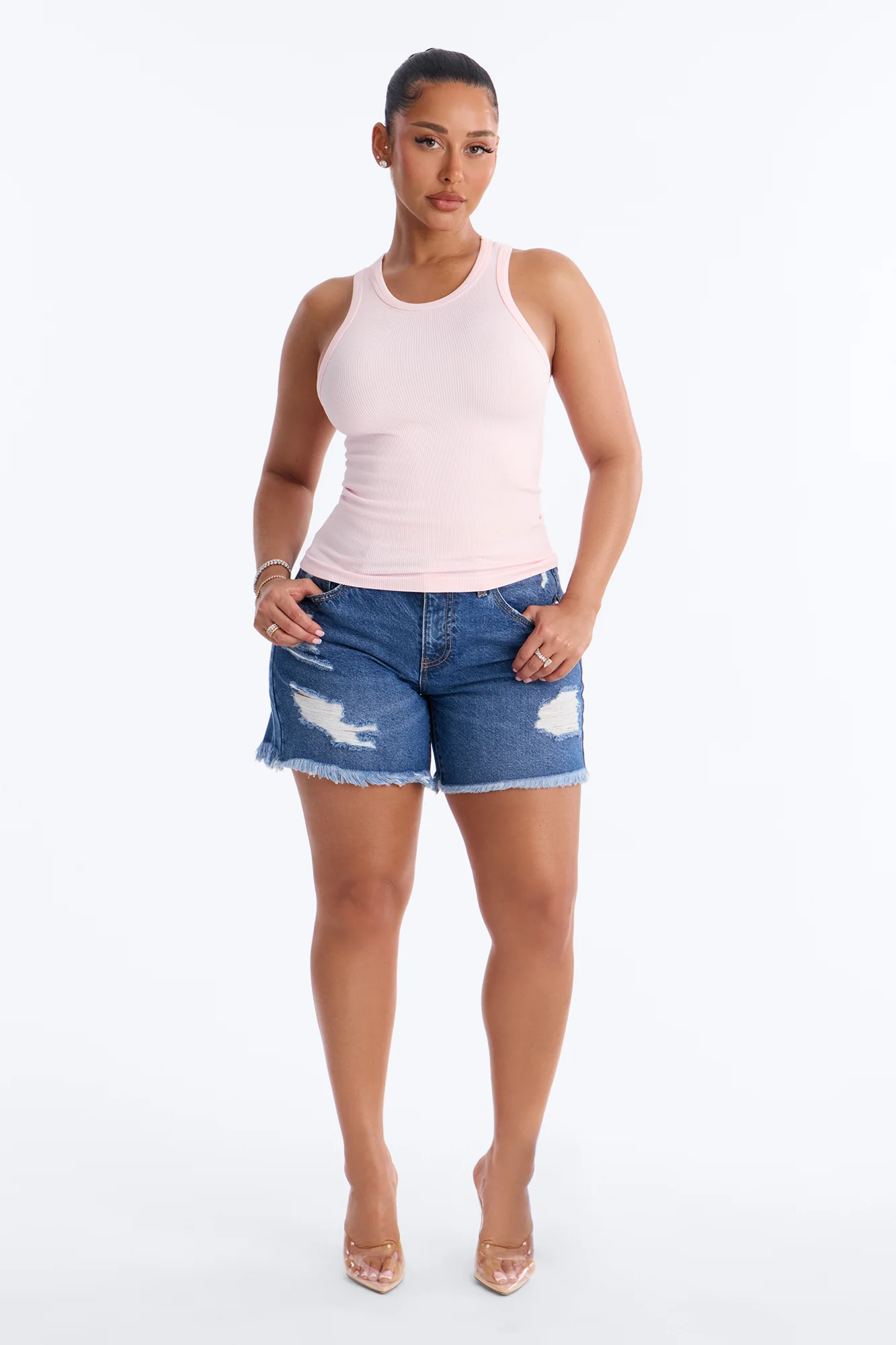 Bella Seamless Basic Tank Top - Pink - Image 2