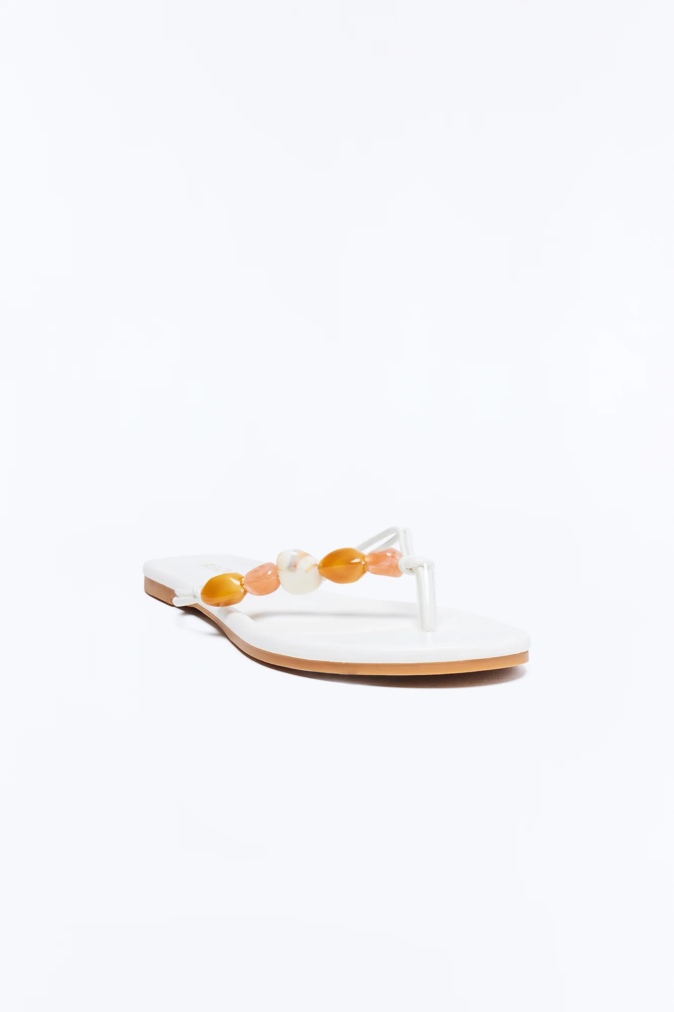Bella Stone Flip Flop Sandals - White - Image 2
