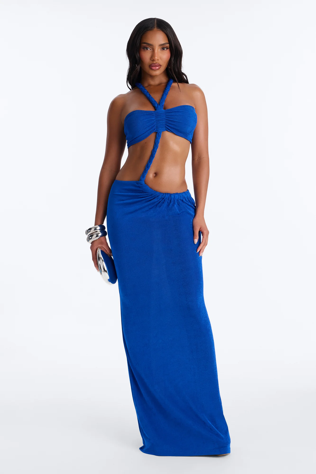 Bella Twist Slinky Maxi Dress - Royal