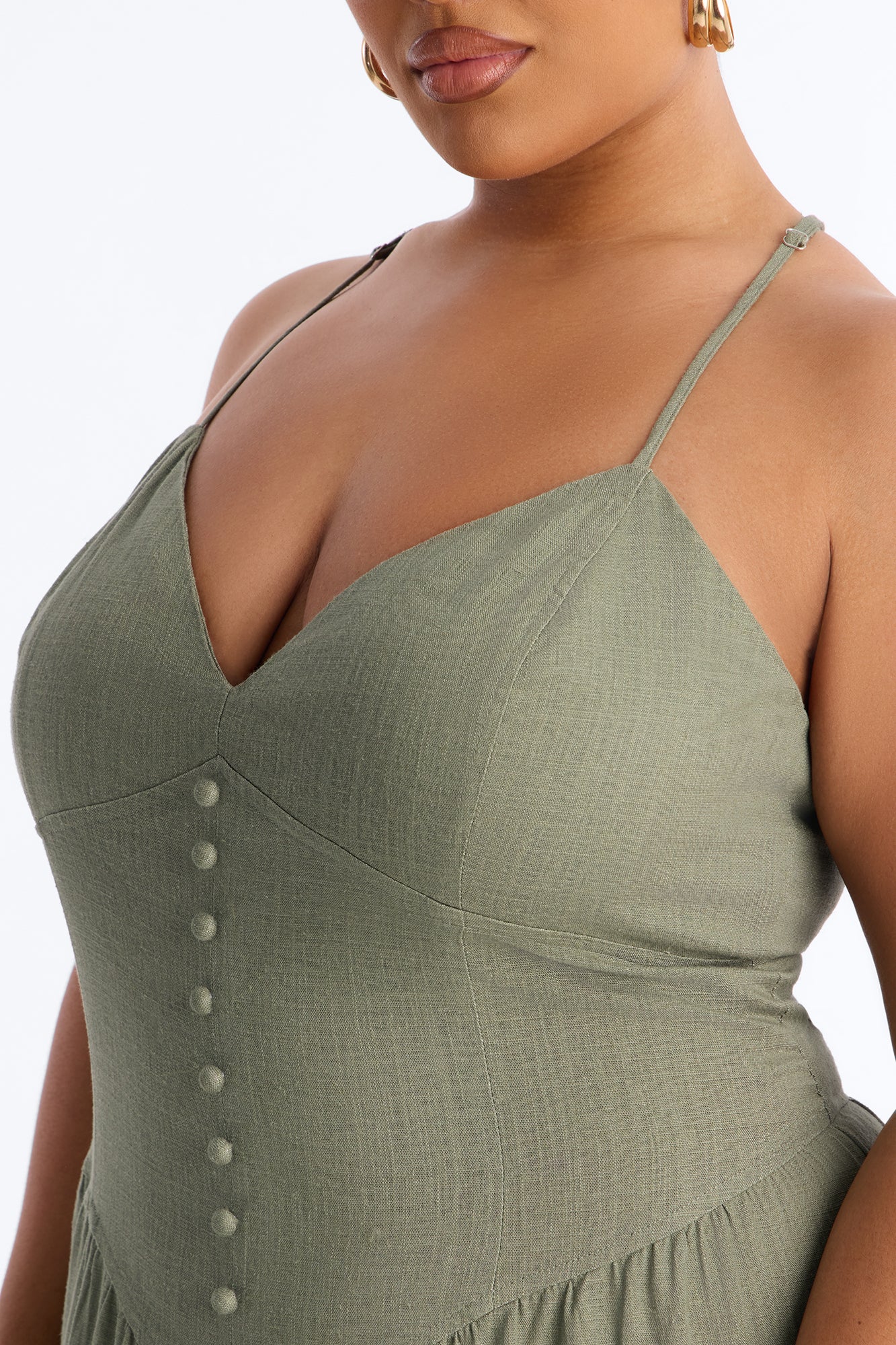 Belle Denim Tiered Wide Leg Jumpsuit - Olive - Image 7